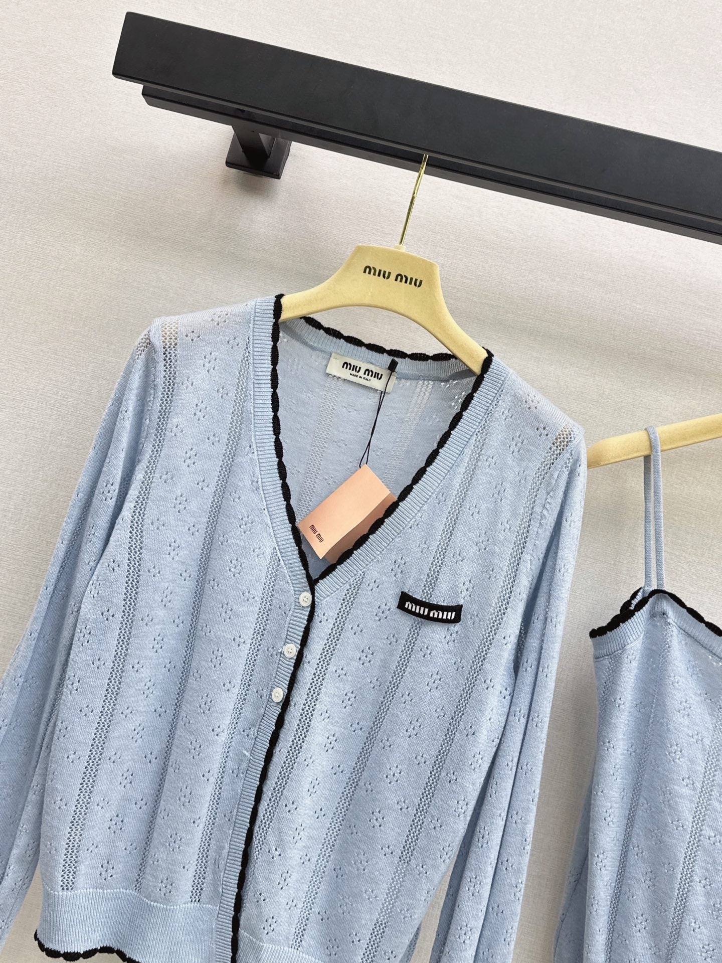 MiuMiu/26 Fall-Winter Latest V-Neck Wool Cardigan + Tiny Camisole