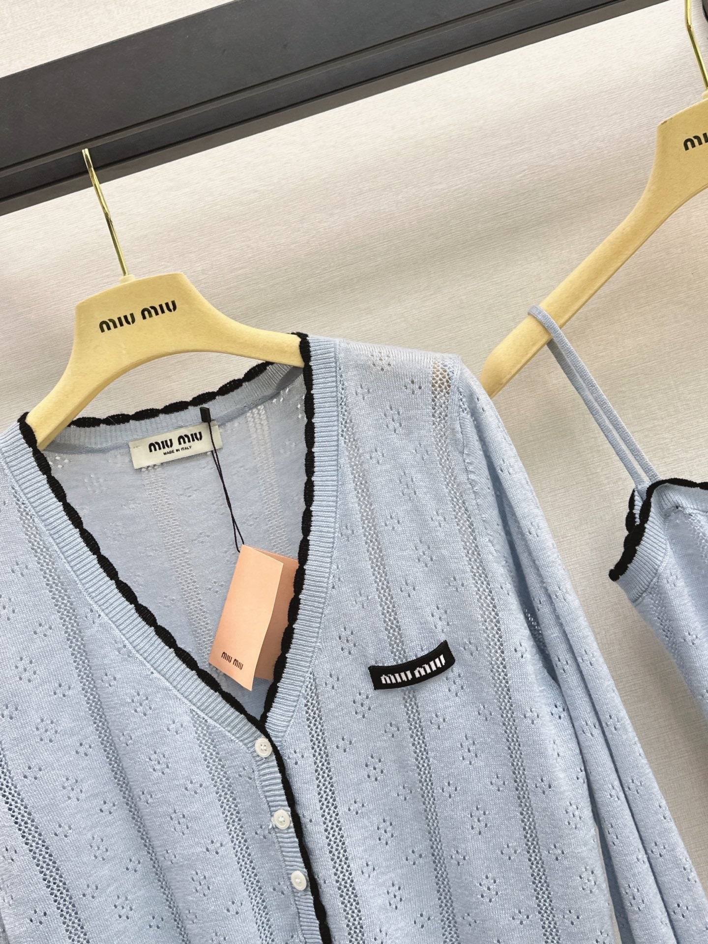 MiuMiu/26 Fall-Winter Latest V-Neck Wool Cardigan + Tiny Camisole