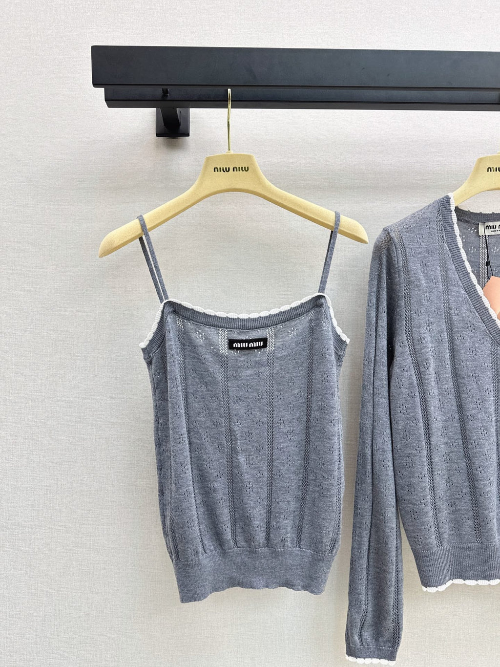 MiuMiu/26 Fall-Winter Latest V-Neck Wool Cardigan + Tiny Camisole