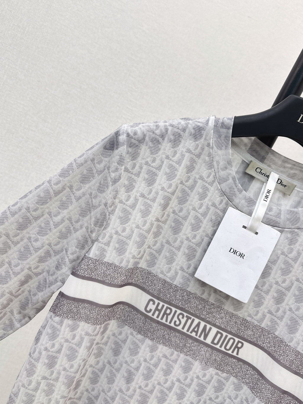 Dior/26 Fall-Winter Latest Letter Print Mesh Long-Sleeve Base Shirt