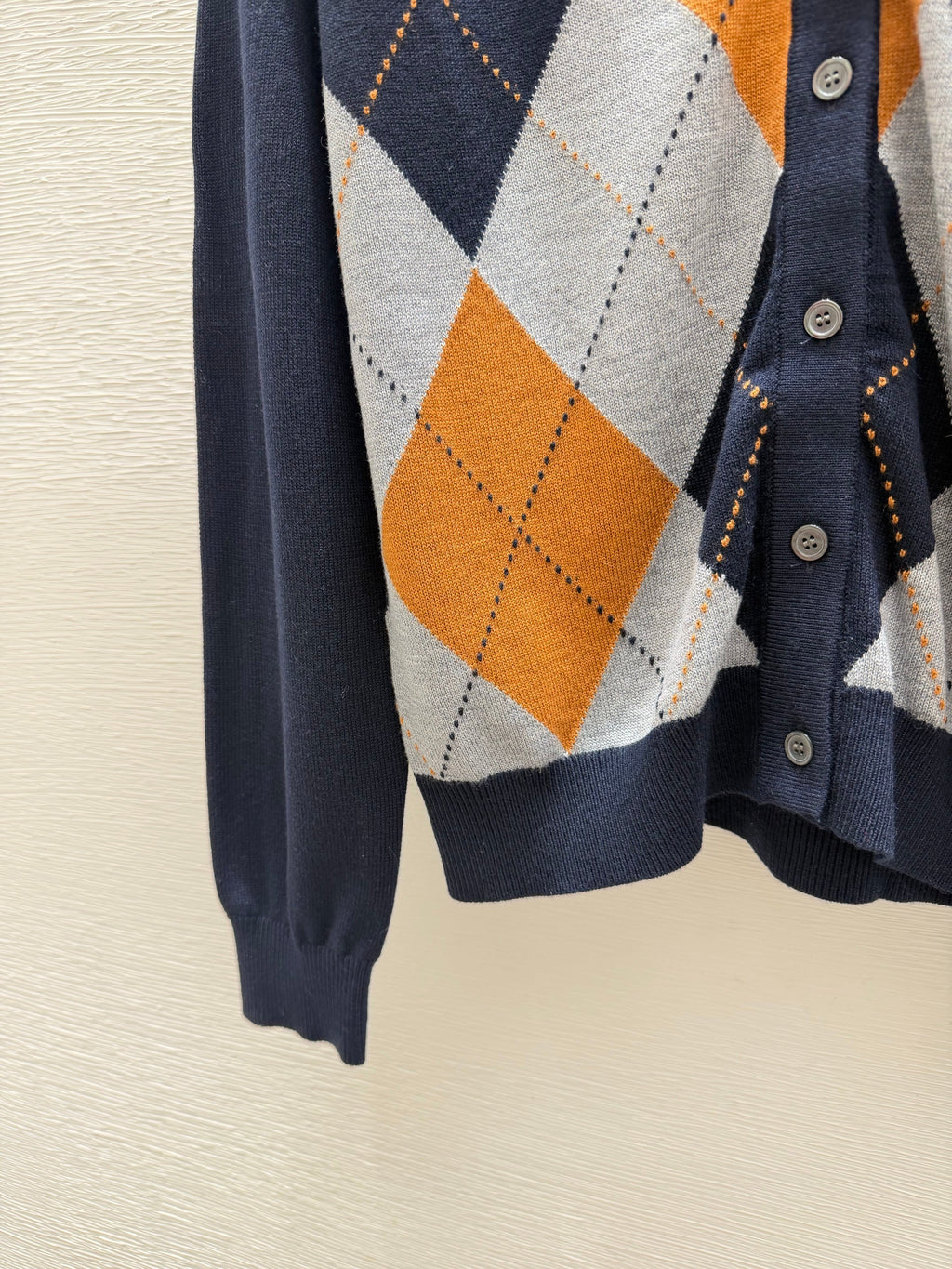 Prada / 26 Early Autumn New Color-Block Quilted V-Neck Knit Long-Sleeve Cardigan