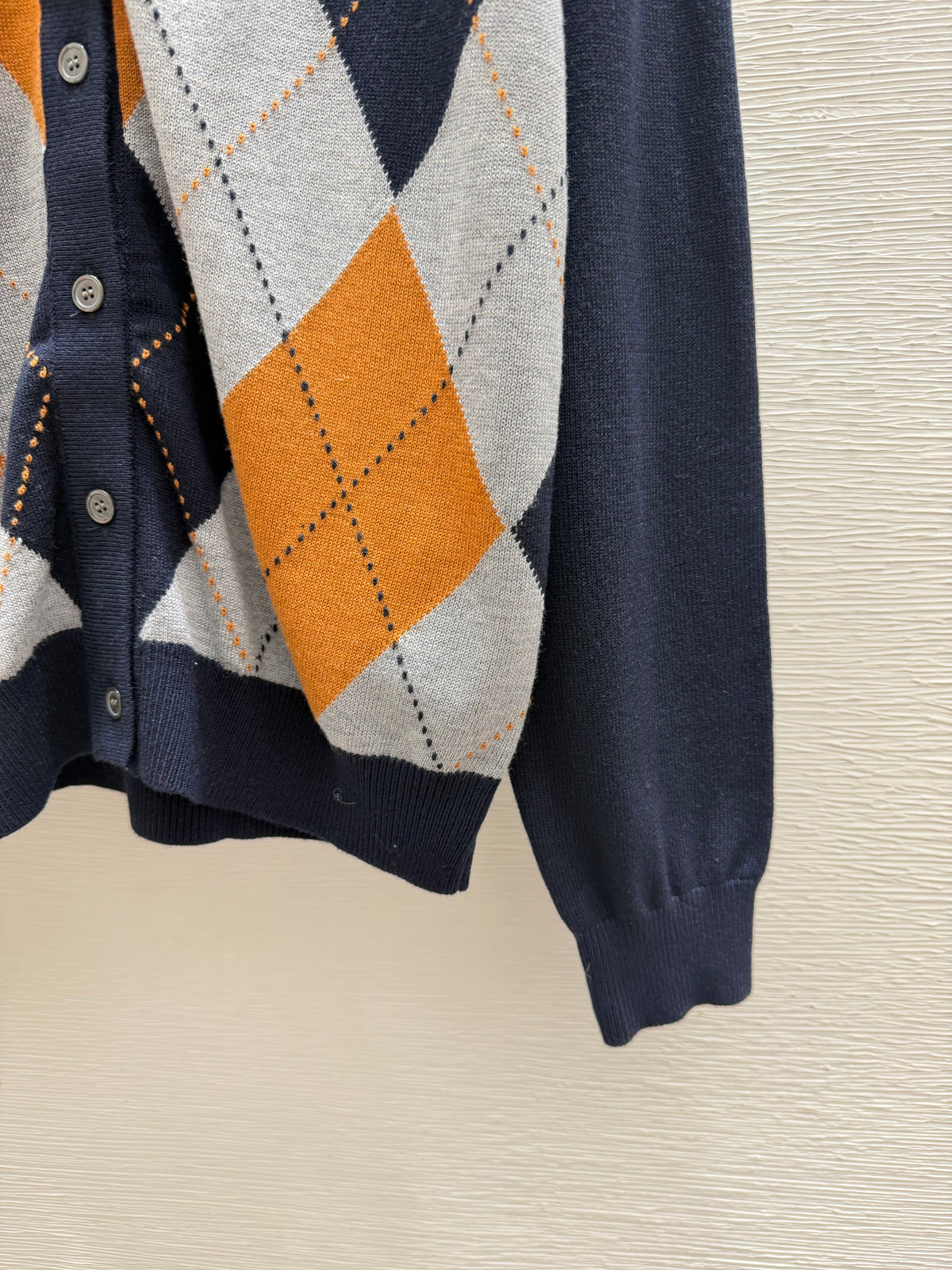 Prada / 26 Early Autumn New Color-Block Quilted V-Neck Knit Long-Sleeve Cardigan