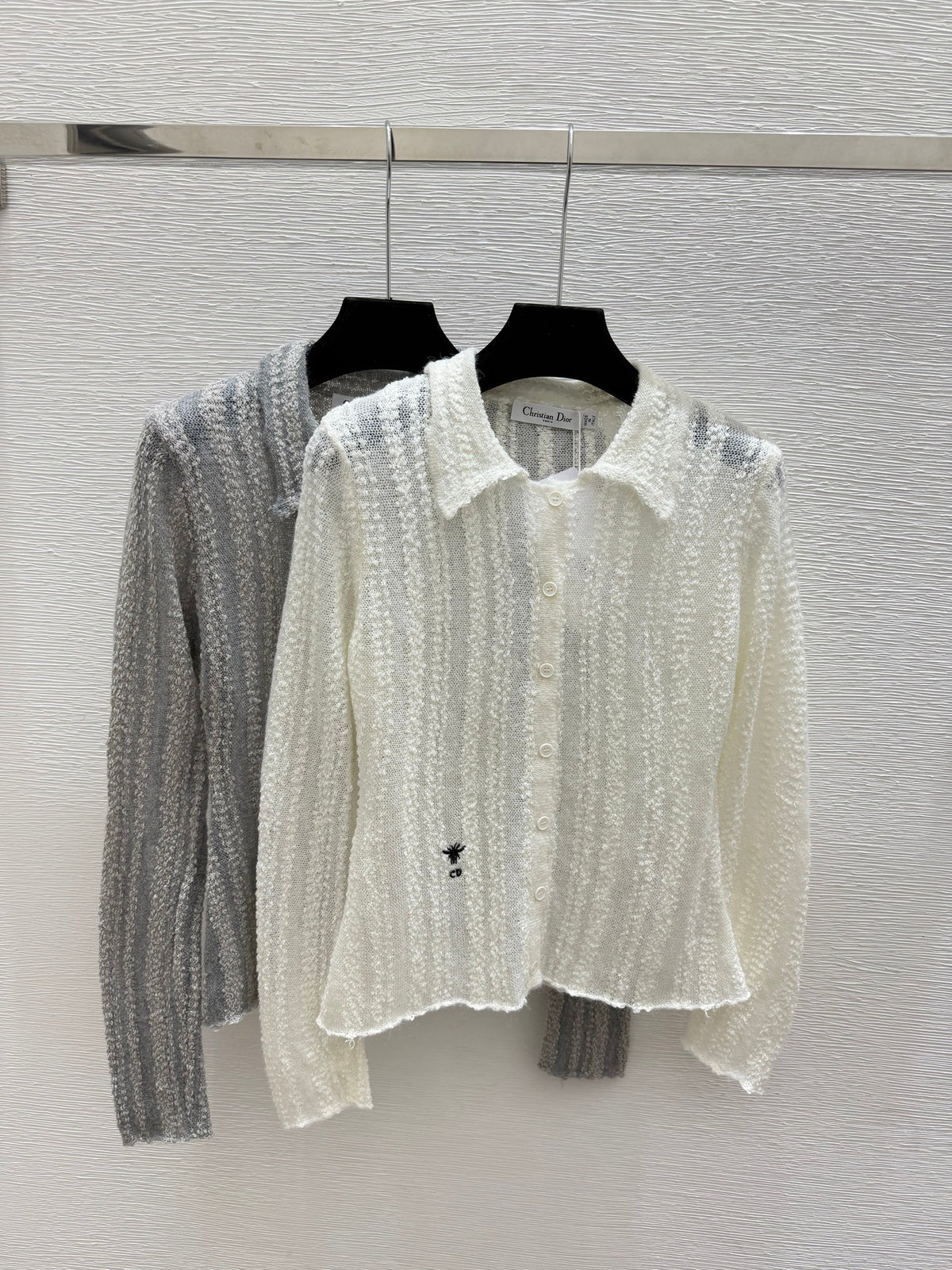 Dior/26 Early Autumn New Solid Color Simple Collared Knit Long-Sleeve Cardigan