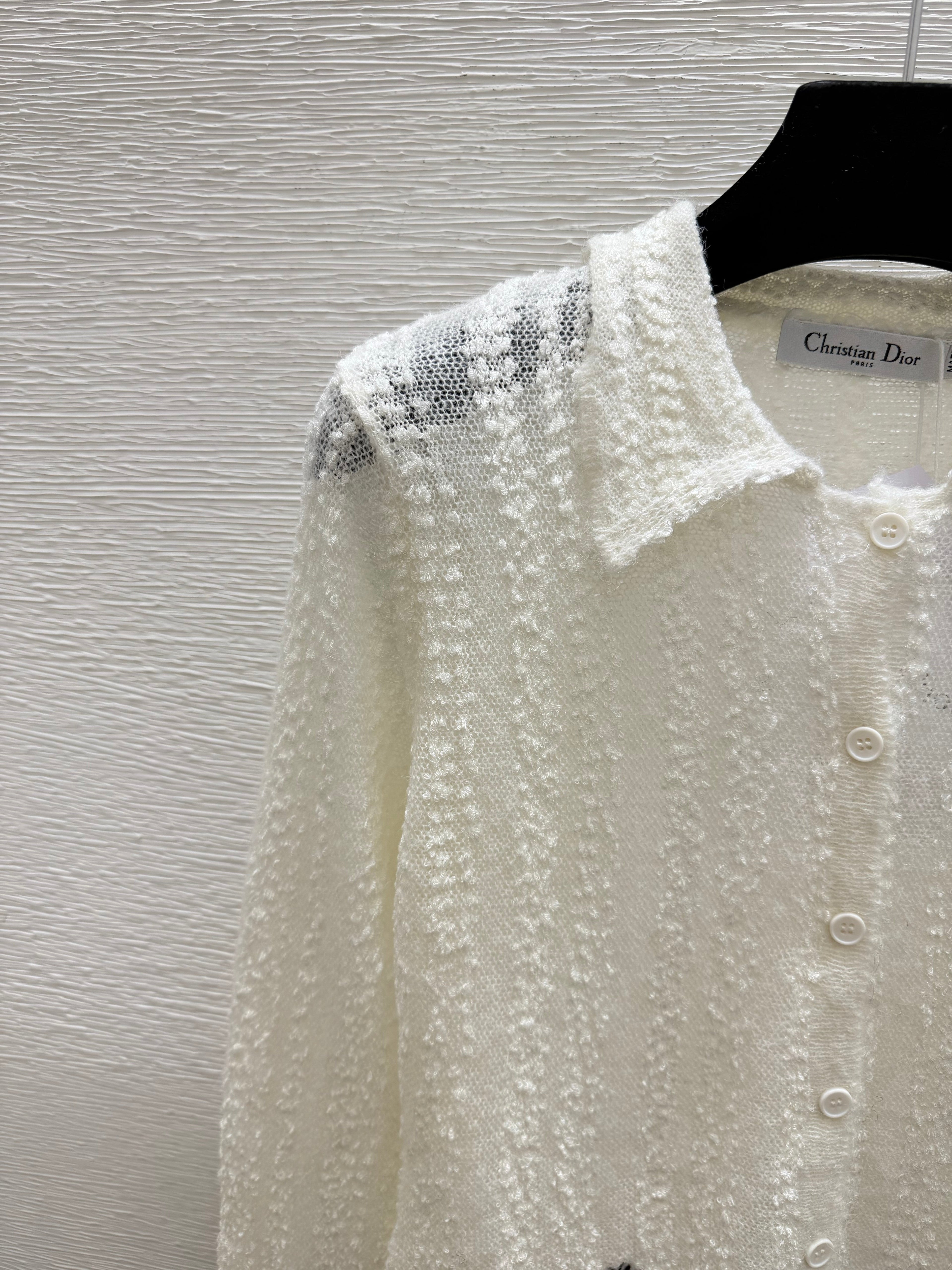 Dior/26 Early Autumn New Solid Color Simple Collared Knit Long-Sleeve Cardigan