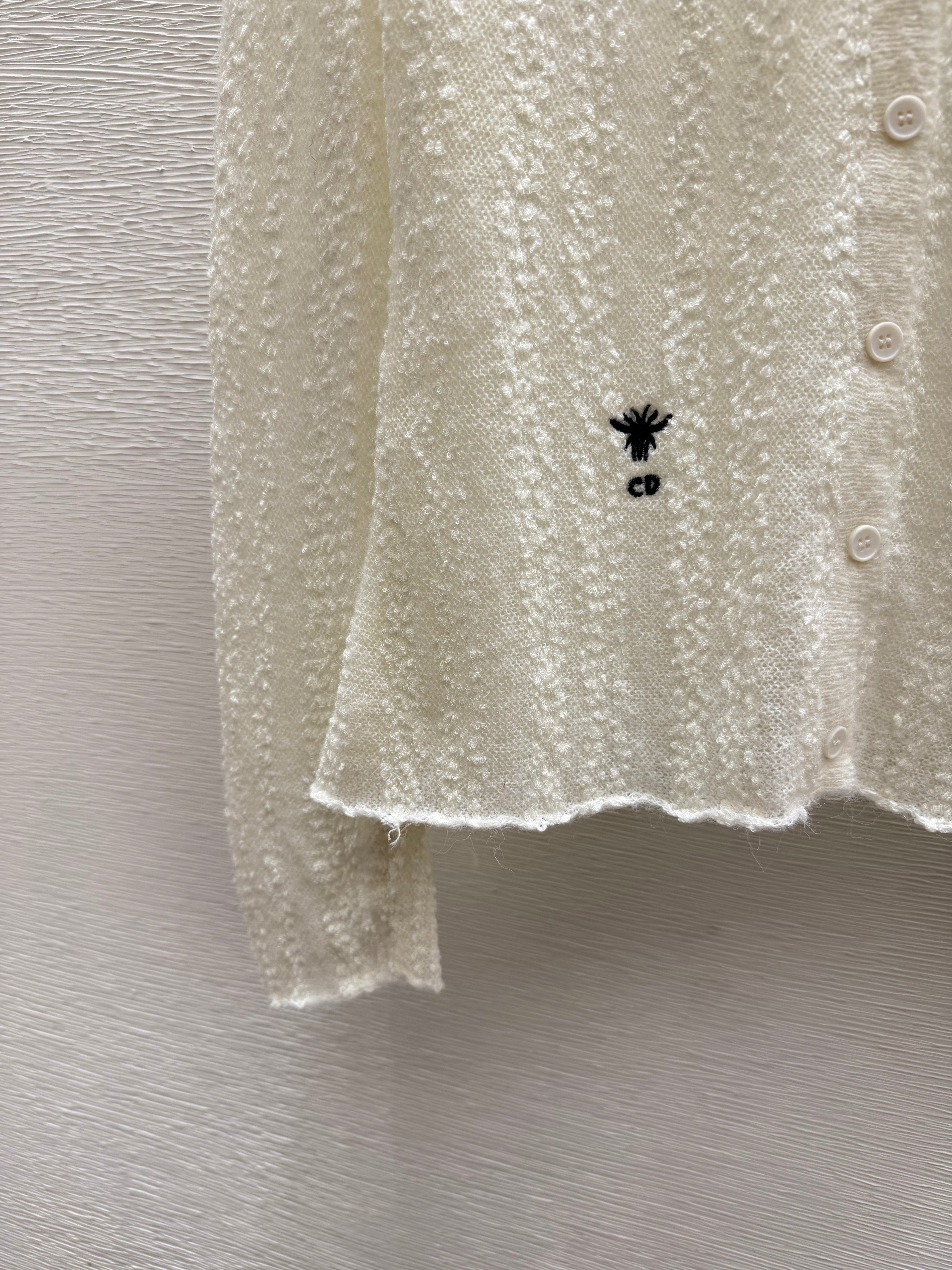 Dior/26 Early Autumn New Solid Color Simple Collared Knit Long-Sleeve Cardigan