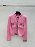 Chanel / 26 Early Autumn New Color-Block Simple Round Neck Knit Long-Sleeve Cardigan