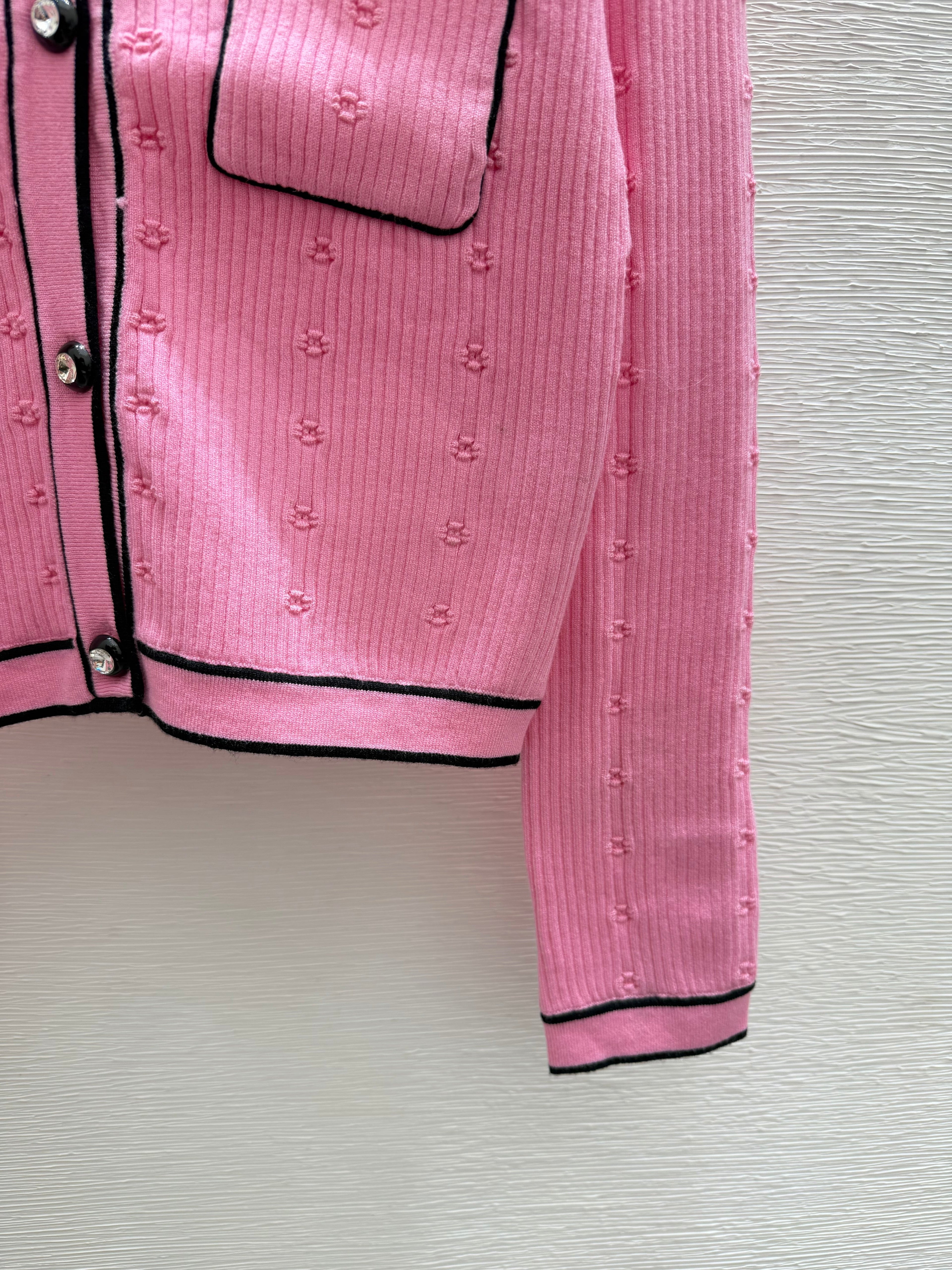 Chanel / 26 Early Autumn New Color-Block Simple Round Neck Knit Long-Sleeve Cardigan