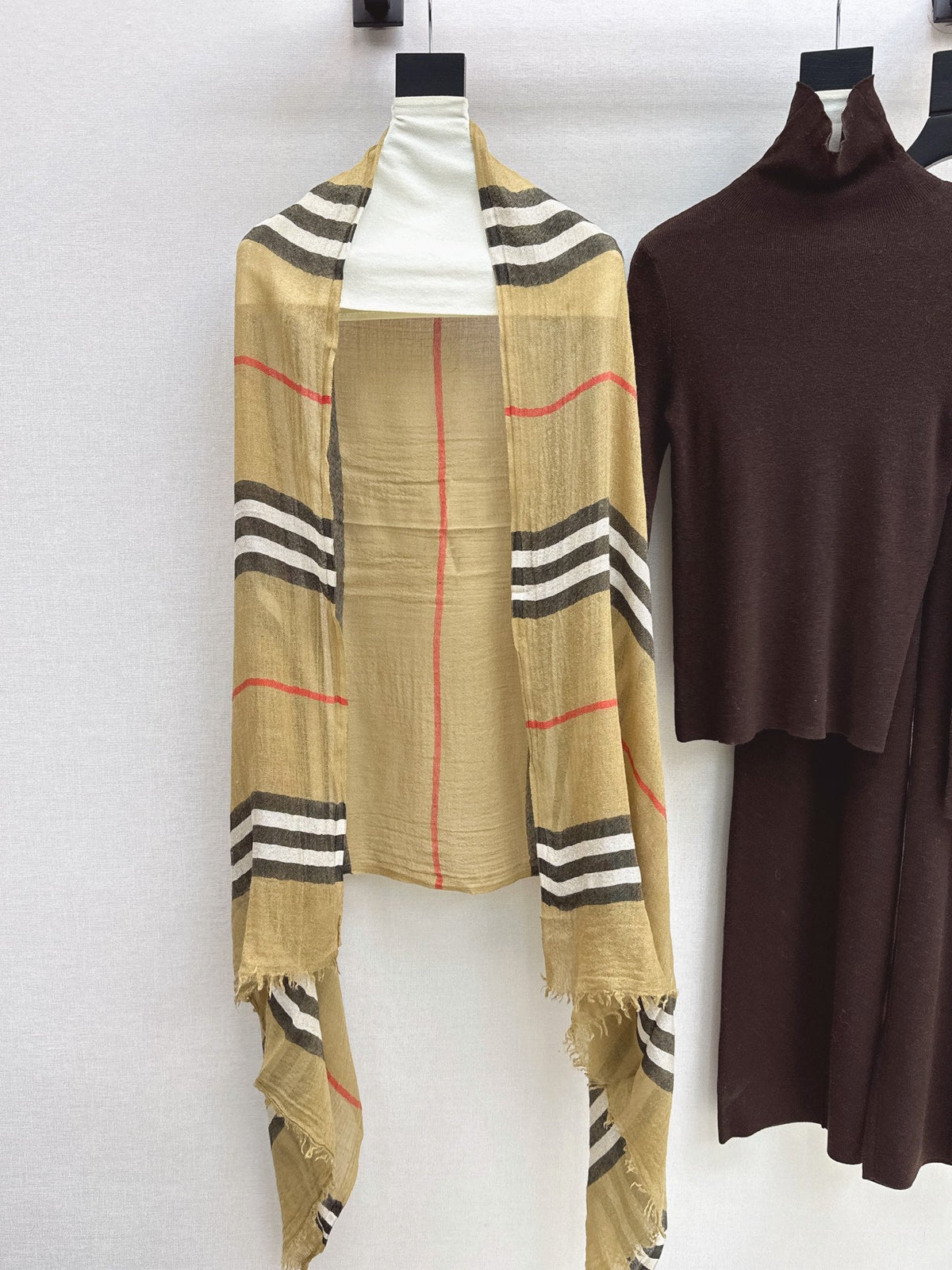 Dior/26 Early Autumn Latest Knit Set: Plaid Scarf + Turtleneck Top + Elastic Waist Straight Pants
