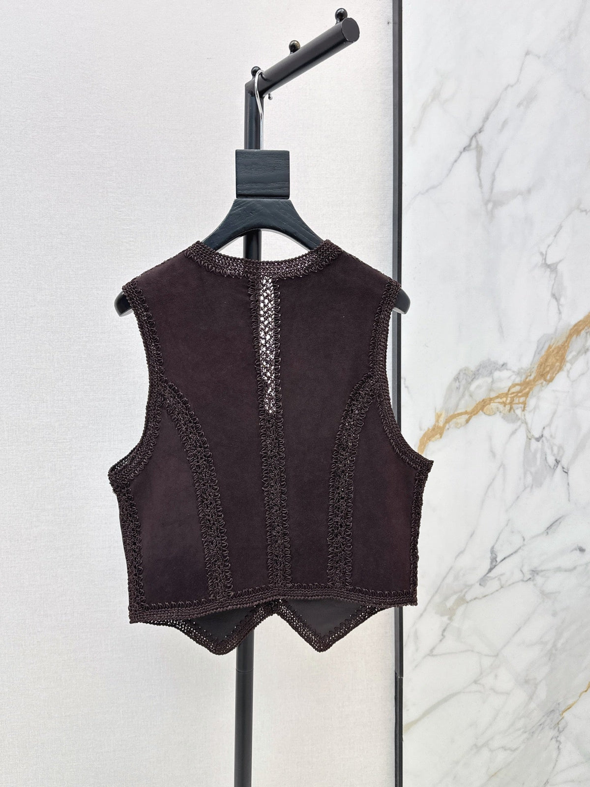 26 Fall/Winter New Hollow Patchwork Suede Sheepskin Vest
