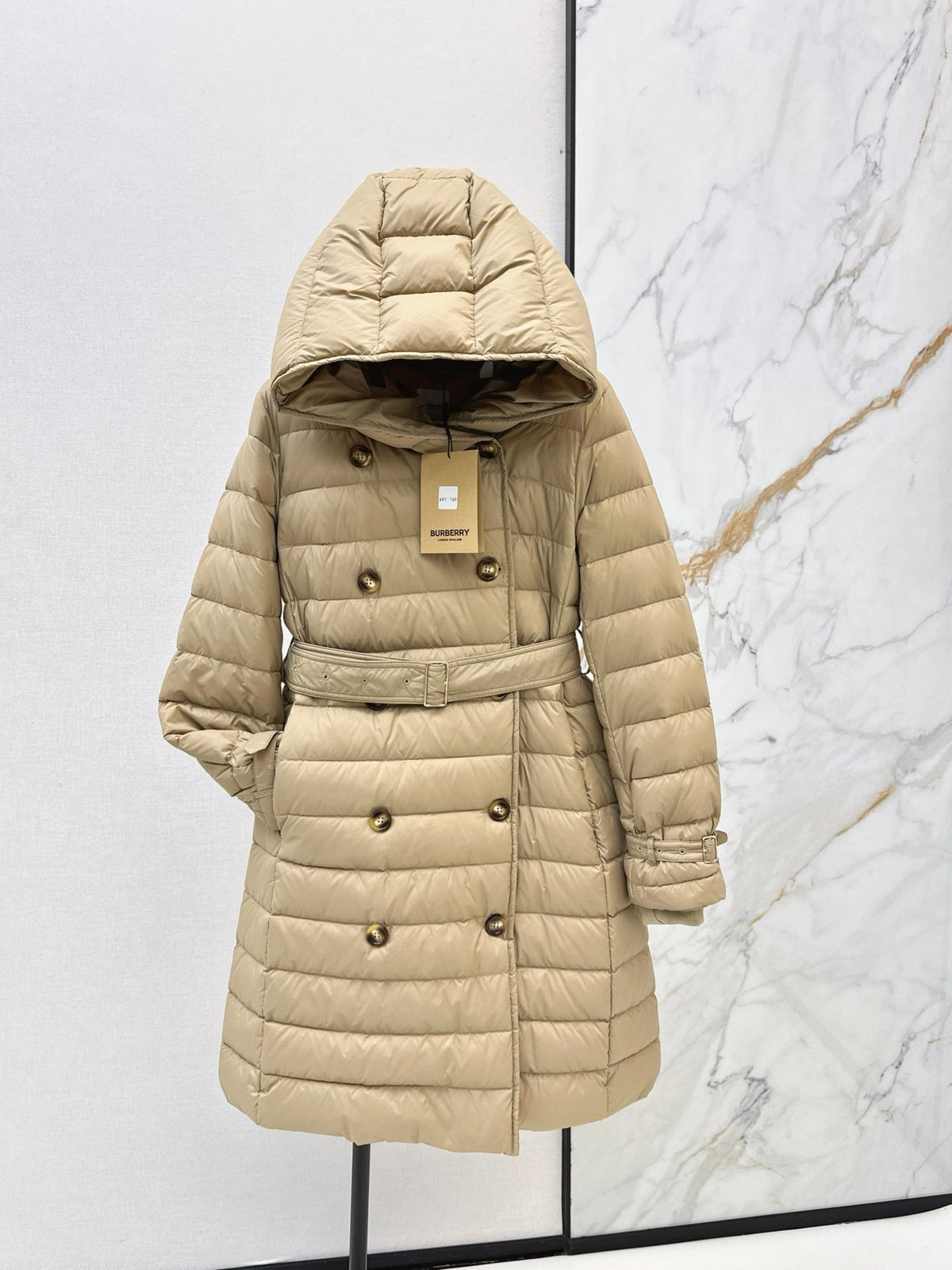26 Fall/Winter New Classic Double-Breasted Hooded Long Down Coat