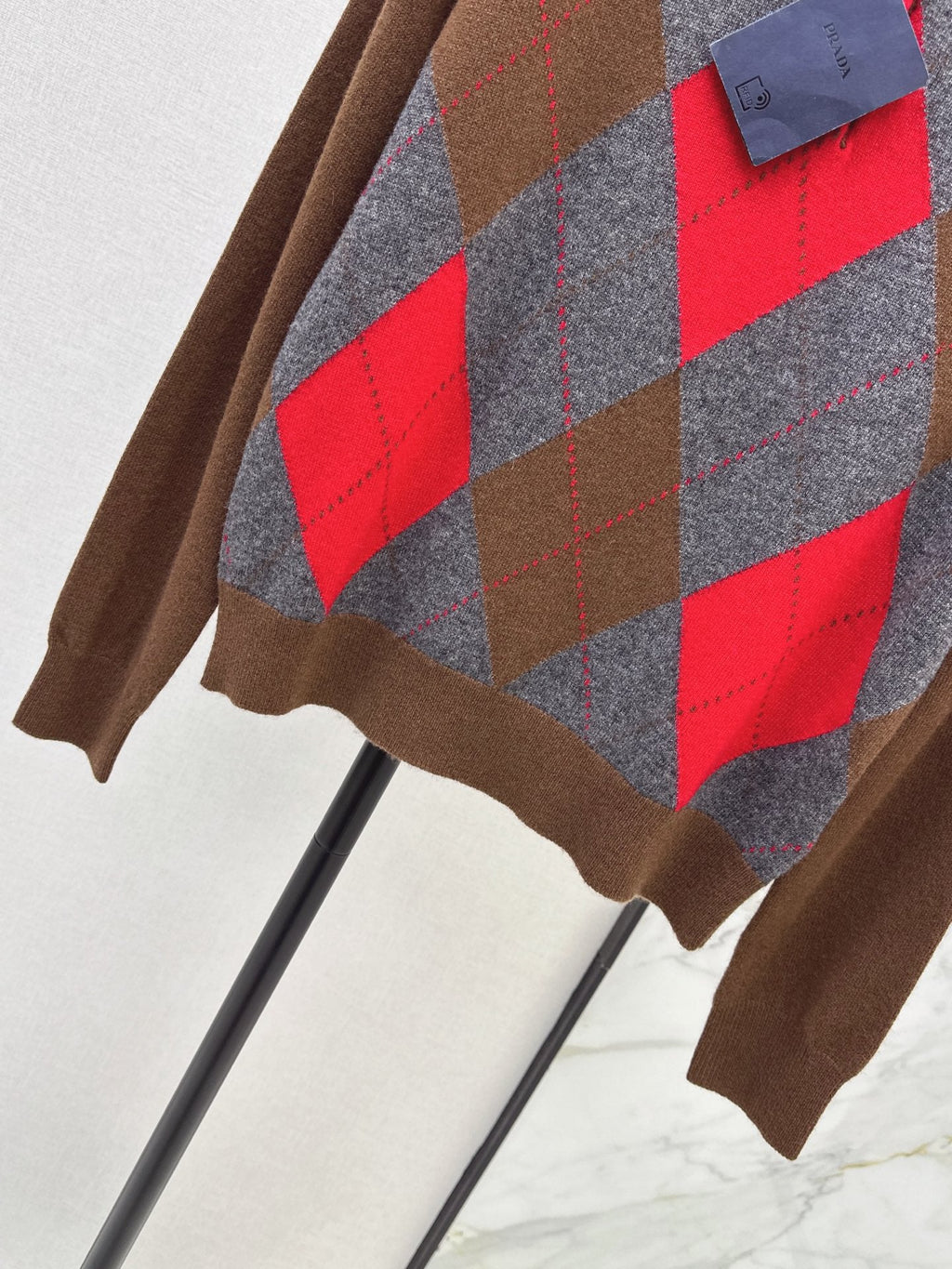 26 Fall/Winter New Quilted Pattern Collared Polo Knit Sweater