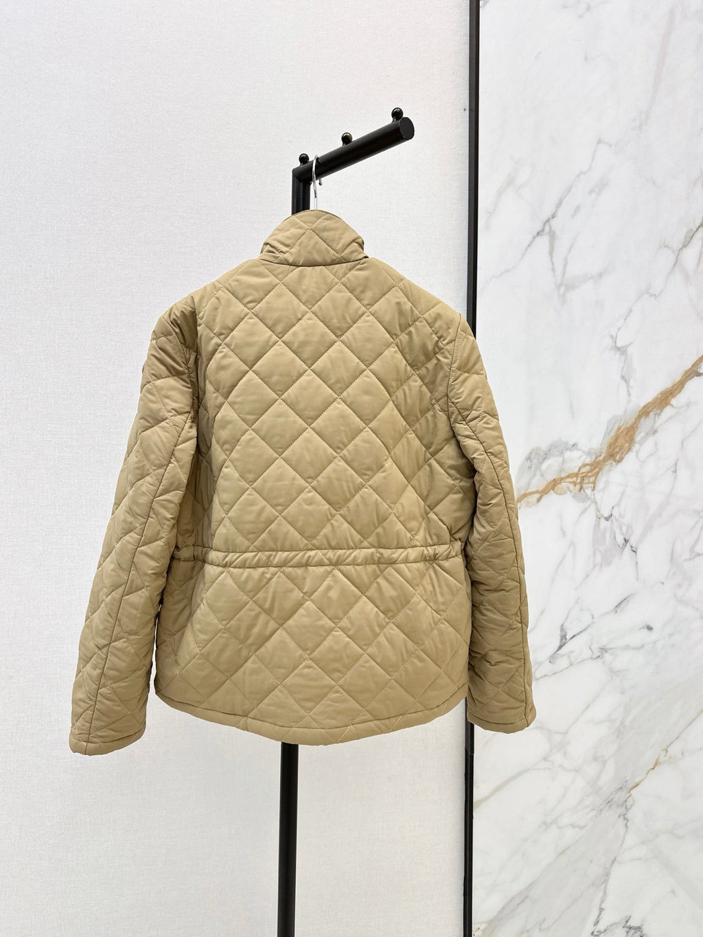 26 Fall/Winter Latest Diamond Quilted Stand Collar Drawstring Cotton Jacket
