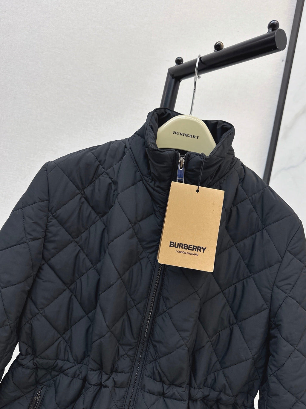 26 Fall/Winter Latest Diamond Quilted Stand Collar Drawstring Cotton Jacket