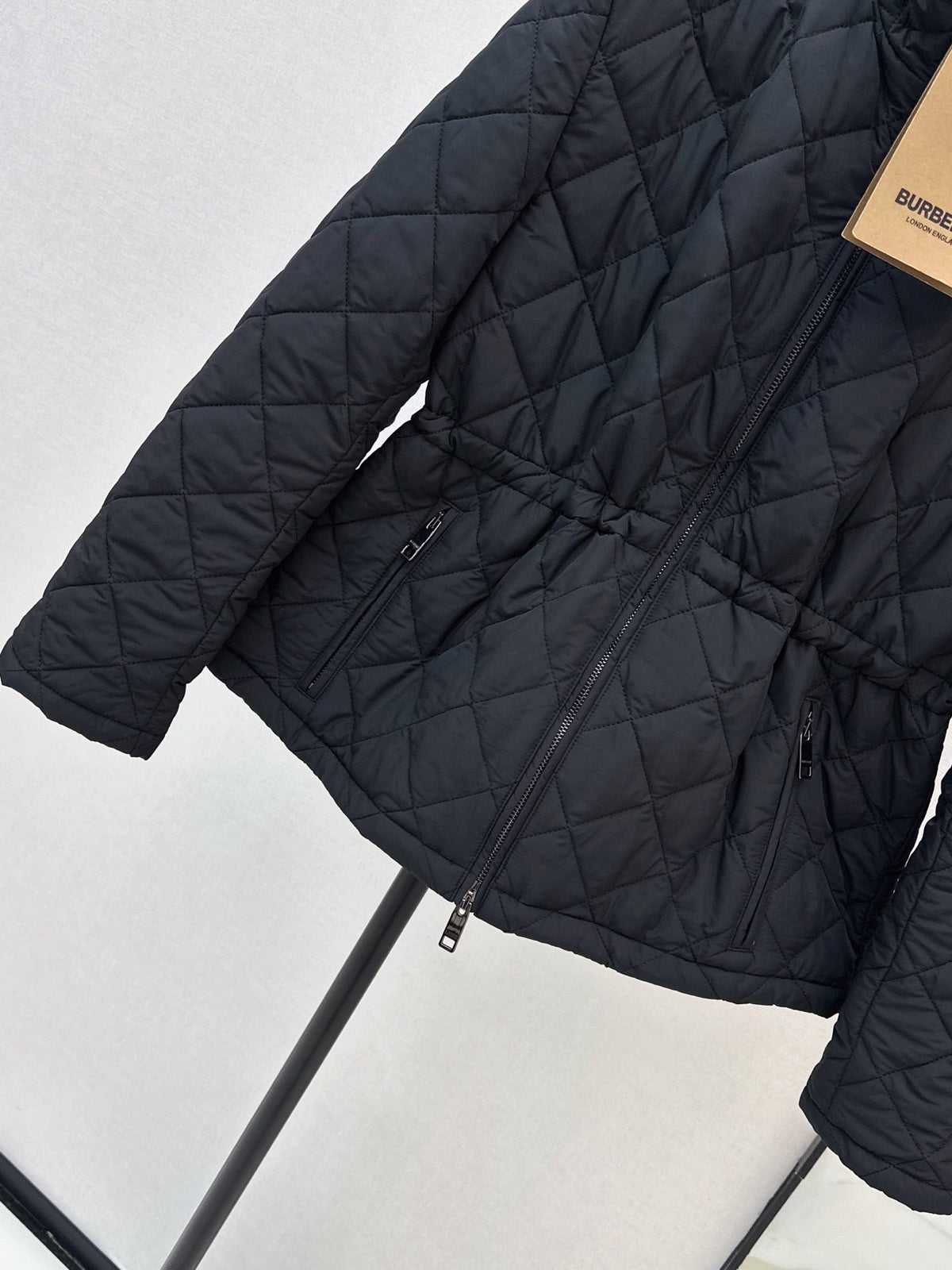 26 Fall/Winter Latest Diamond Quilted Stand Collar Drawstring Cotton Jacket