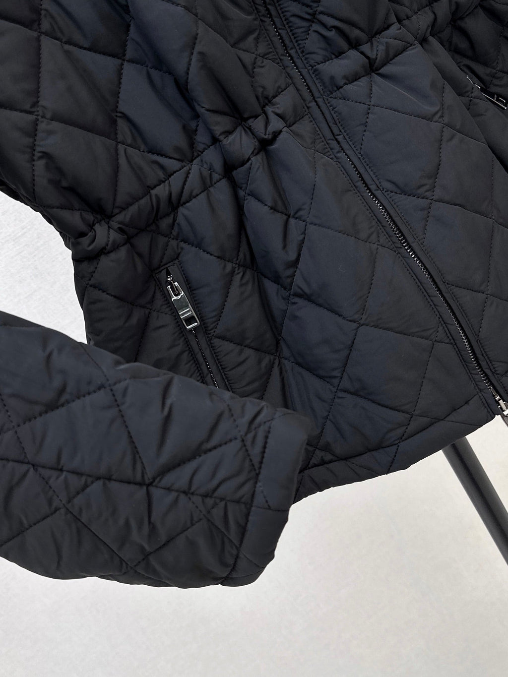 26 Fall/Winter Latest Diamond Quilted Stand Collar Drawstring Cotton Jacket
