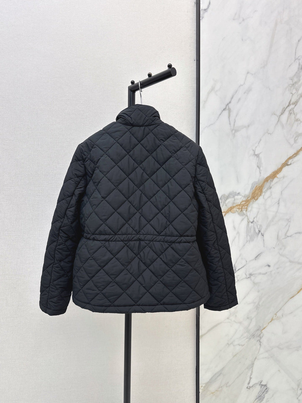26 Fall/Winter Latest Diamond Quilted Stand Collar Drawstring Cotton Jacket