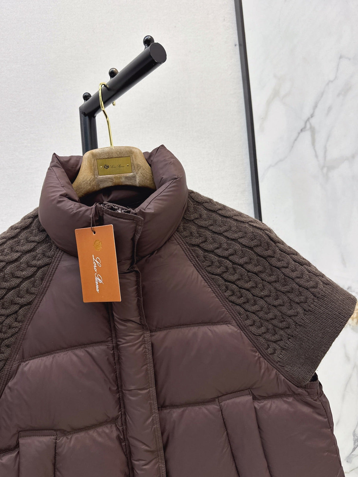 26 Fall/Winter New Wool Knit Patchwork Short-Sleeve Down Jacket