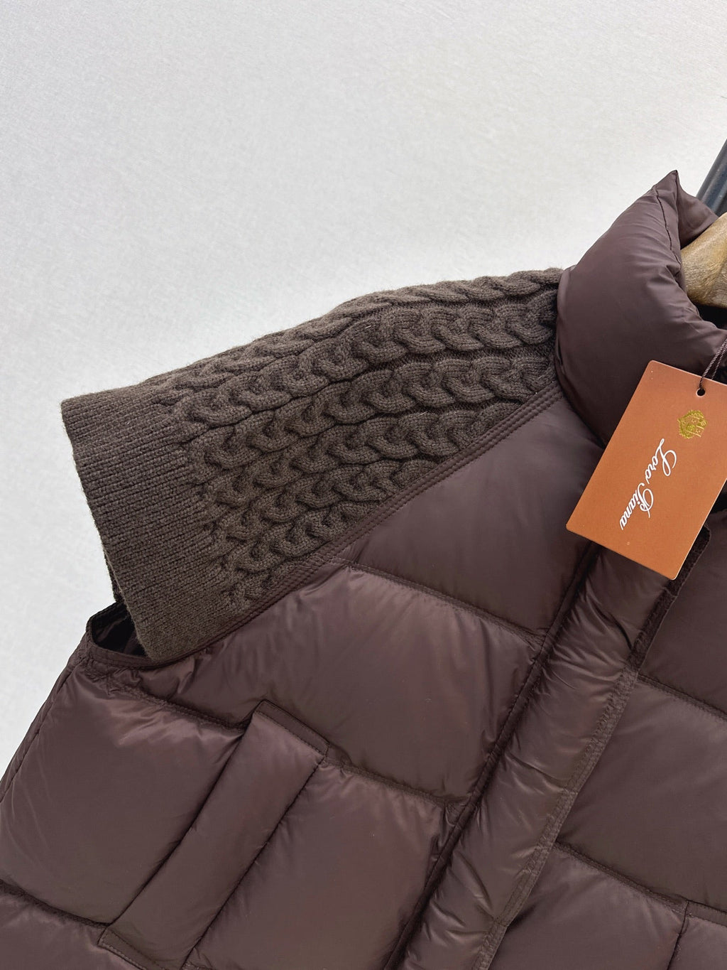 26 Fall/Winter New Wool Knit Patchwork Short-Sleeve Down Jacket