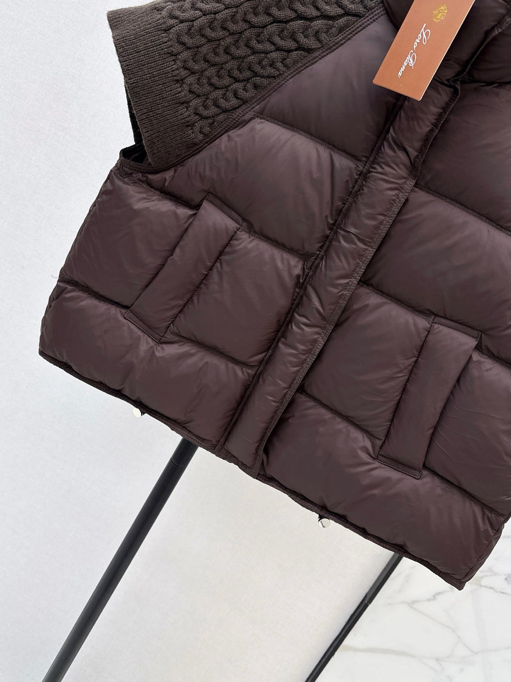 26 Fall/Winter New Wool Knit Patchwork Short-Sleeve Down Jacket