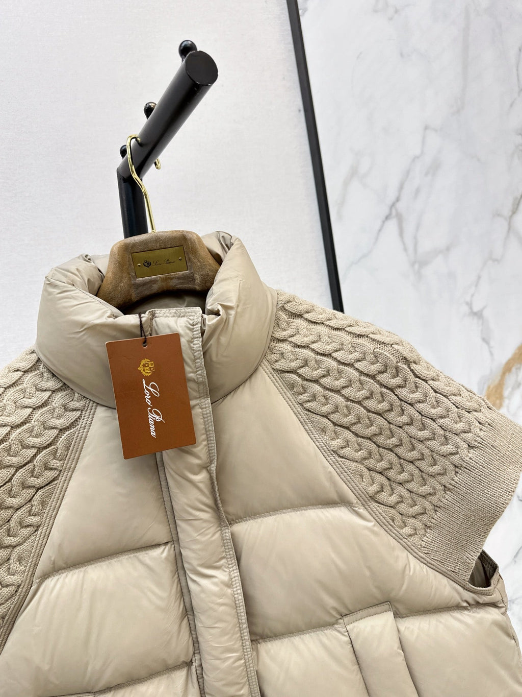 26 Fall/Winter New Wool Knit Patchwork Short-Sleeve Down Jacket