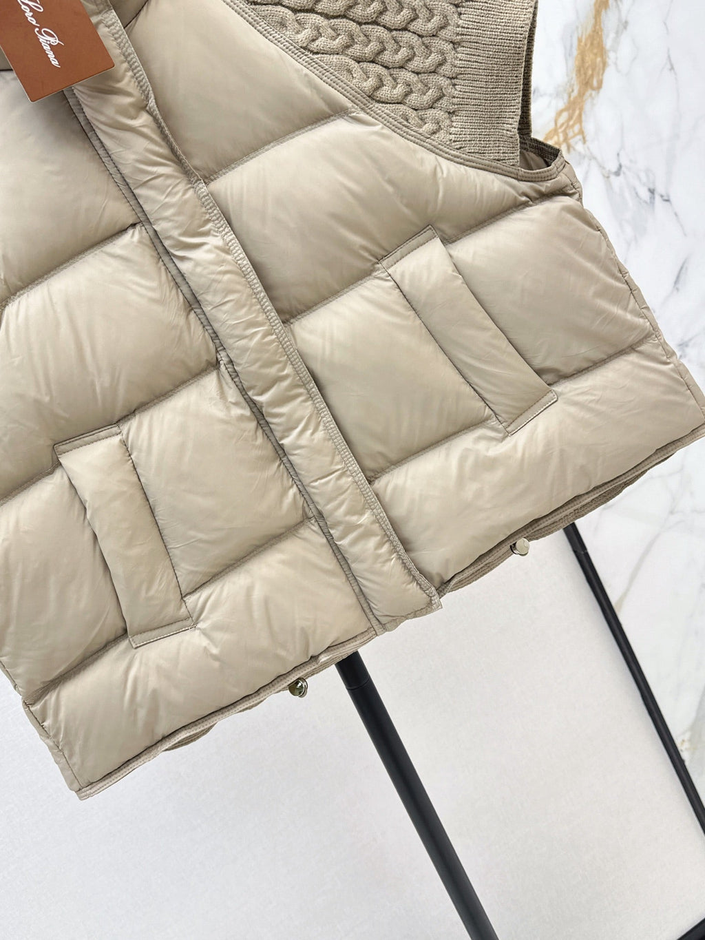 26 Fall/Winter New Wool Knit Patchwork Short-Sleeve Down Jacket