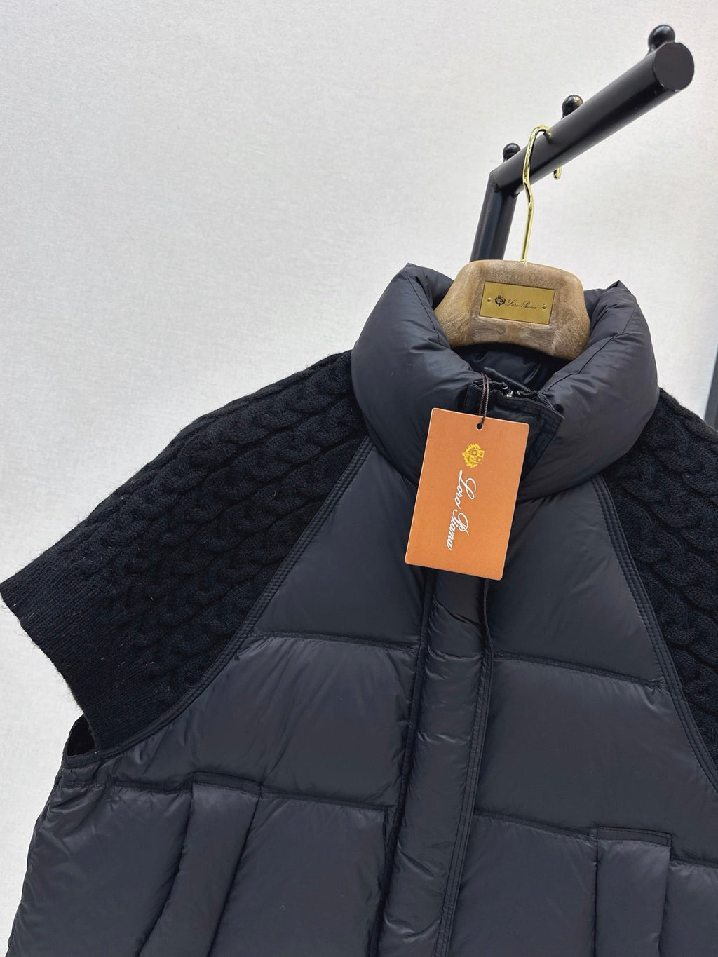 26 Fall/Winter New Wool Knit Patchwork Short-Sleeve Down Jacket