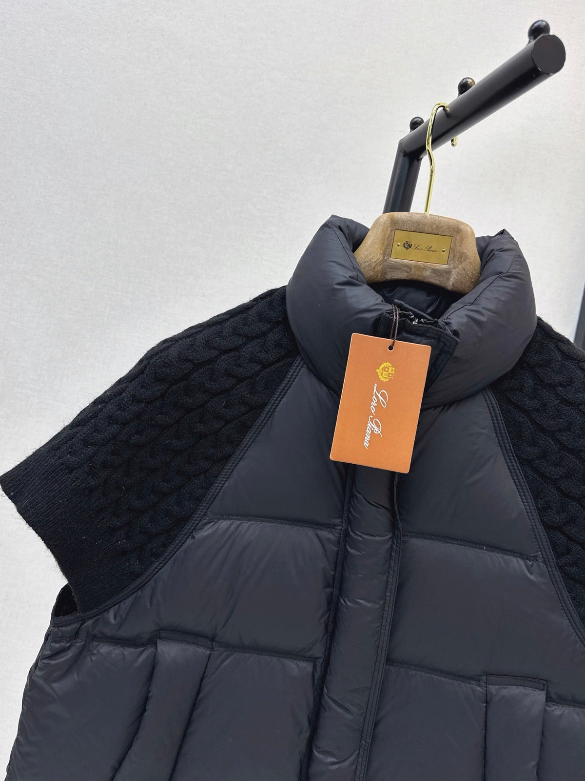 26 Fall/Winter New Wool Knit Patchwork Short-Sleeve Down Jacket