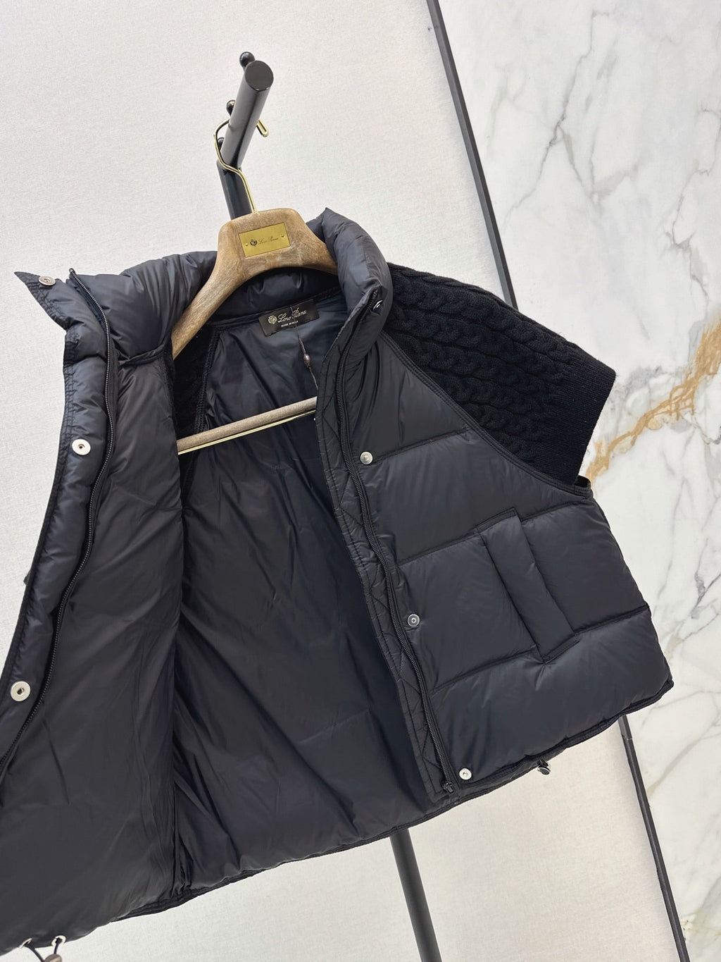 26 Fall/Winter New Wool Knit Patchwork Short-Sleeve Down Jacket