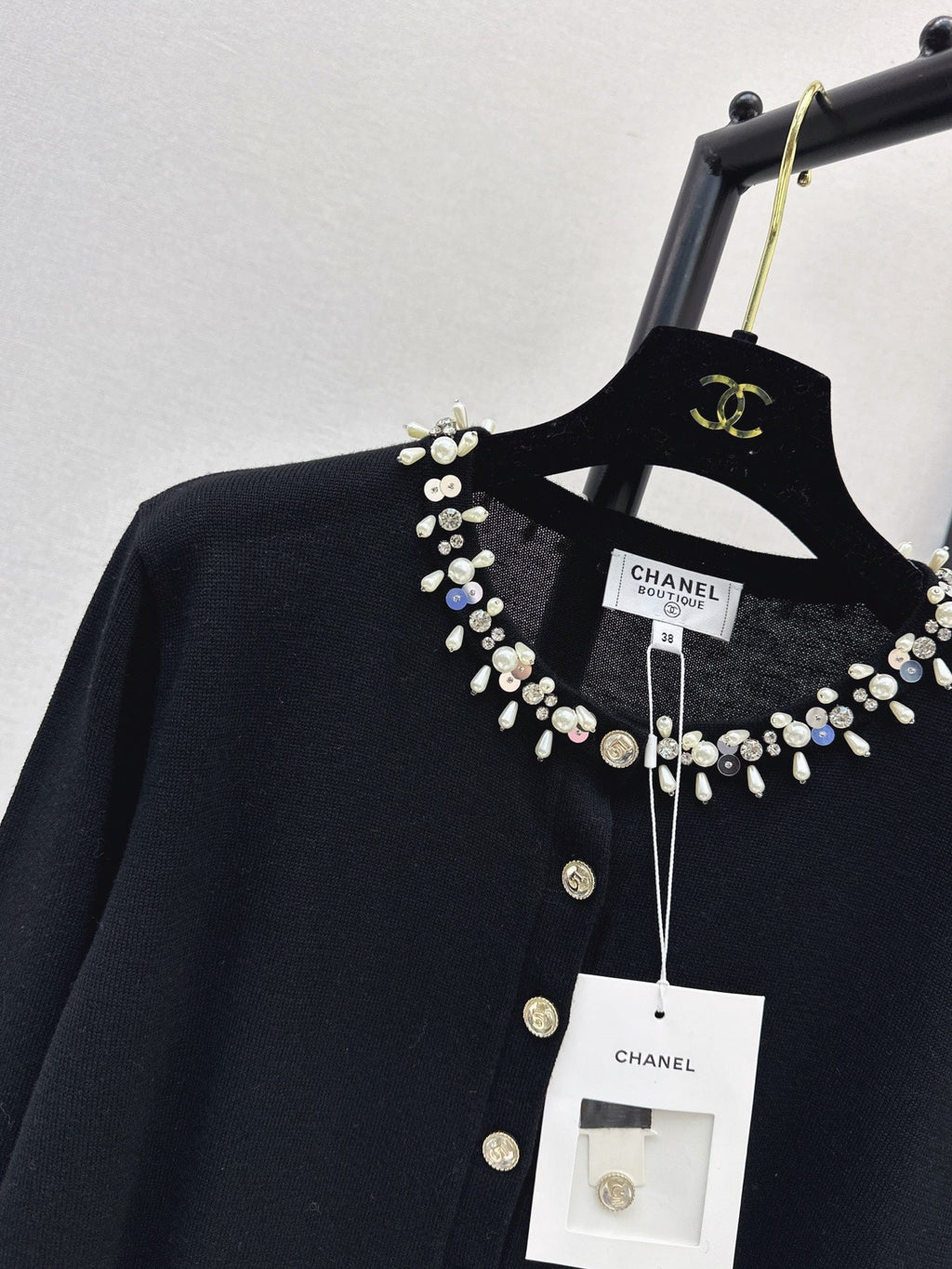 26 Fall/Winter Latest Handcrafted Heavy Embellished Rhinestone Pearl Knit Cardigan