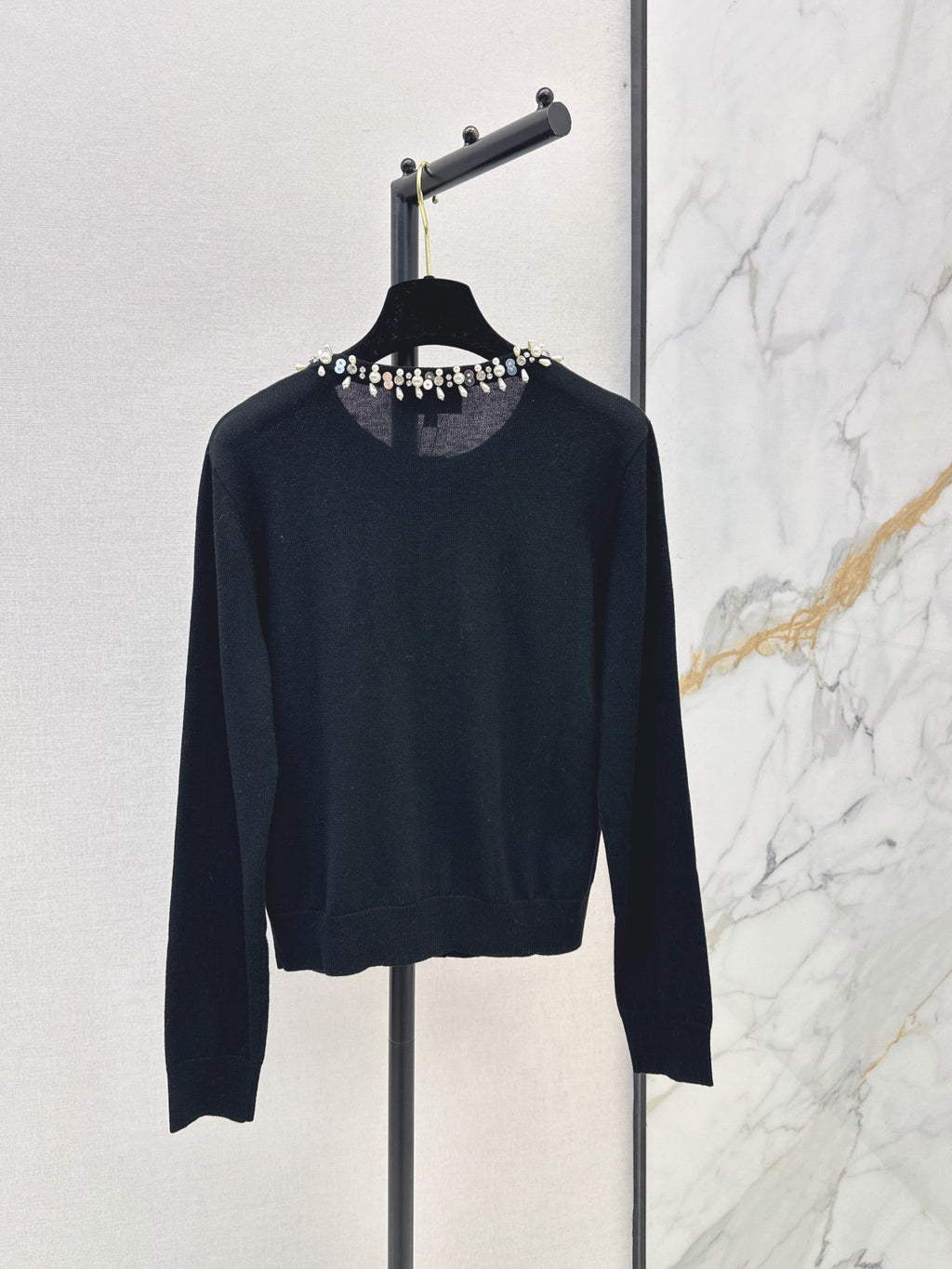 26 Fall/Winter Latest Handcrafted Heavy Embellished Rhinestone Pearl Knit Cardigan
