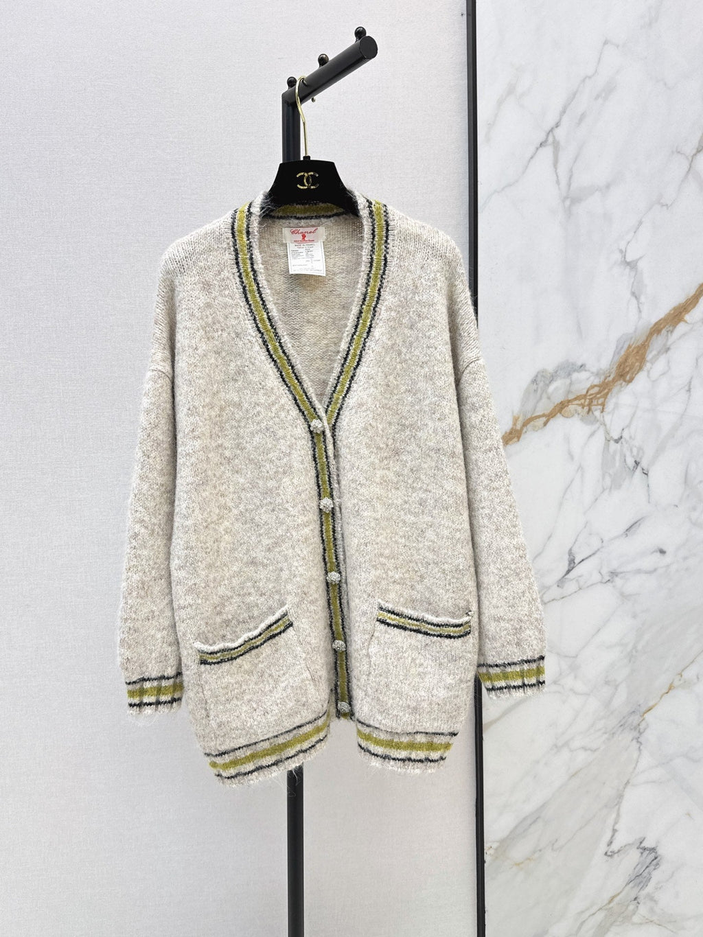 26 Fall/Winter Latest Colorblock Stripe Trim Knit Cardigan