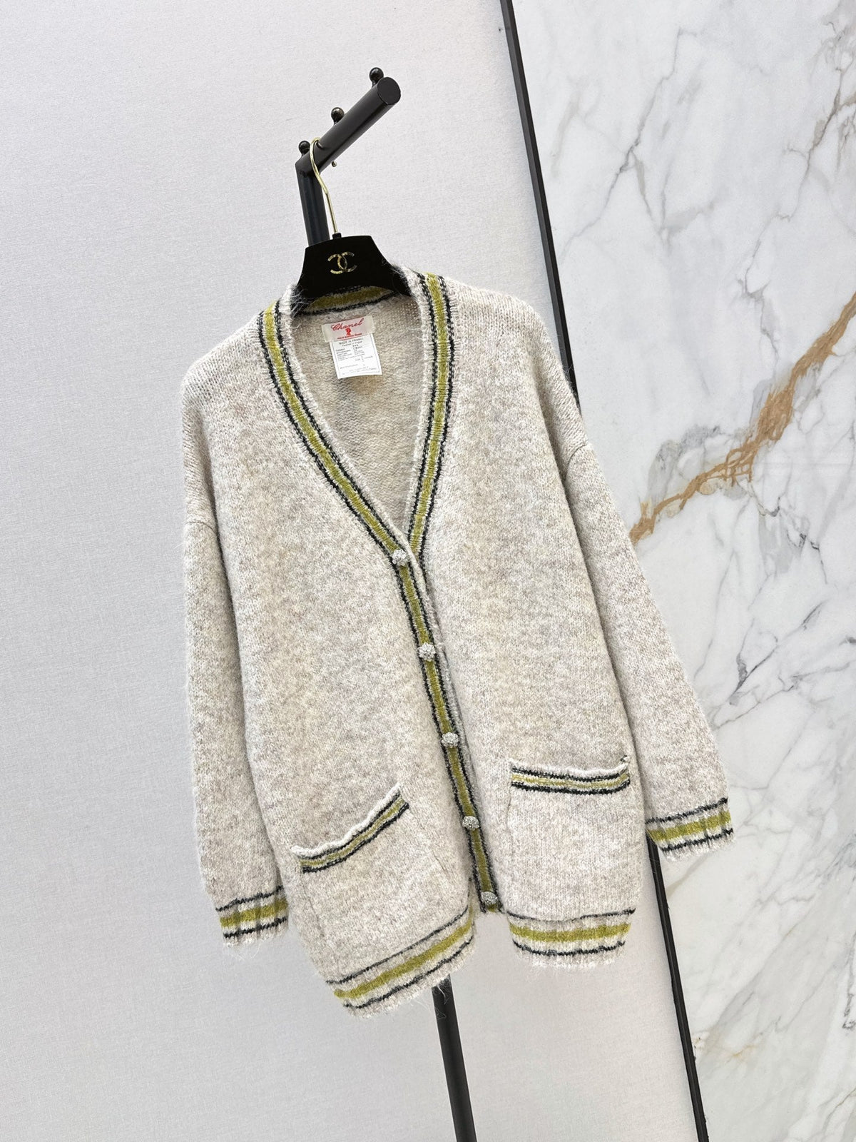 26 Fall/Winter Latest Colorblock Stripe Trim Knit Cardigan