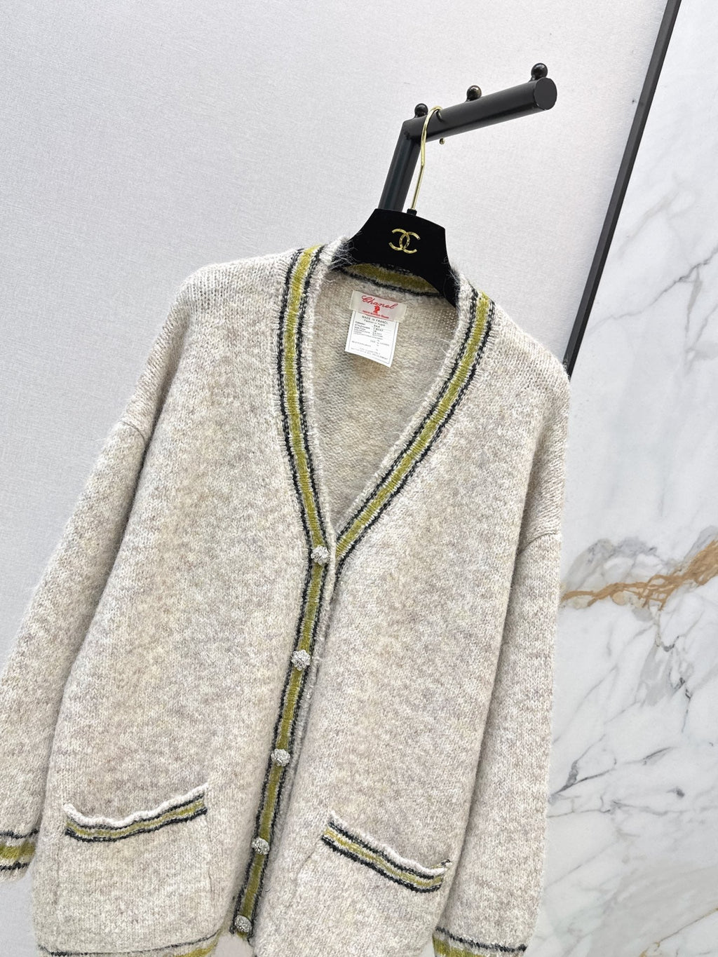 26 Fall/Winter Latest Colorblock Stripe Trim Knit Cardigan
