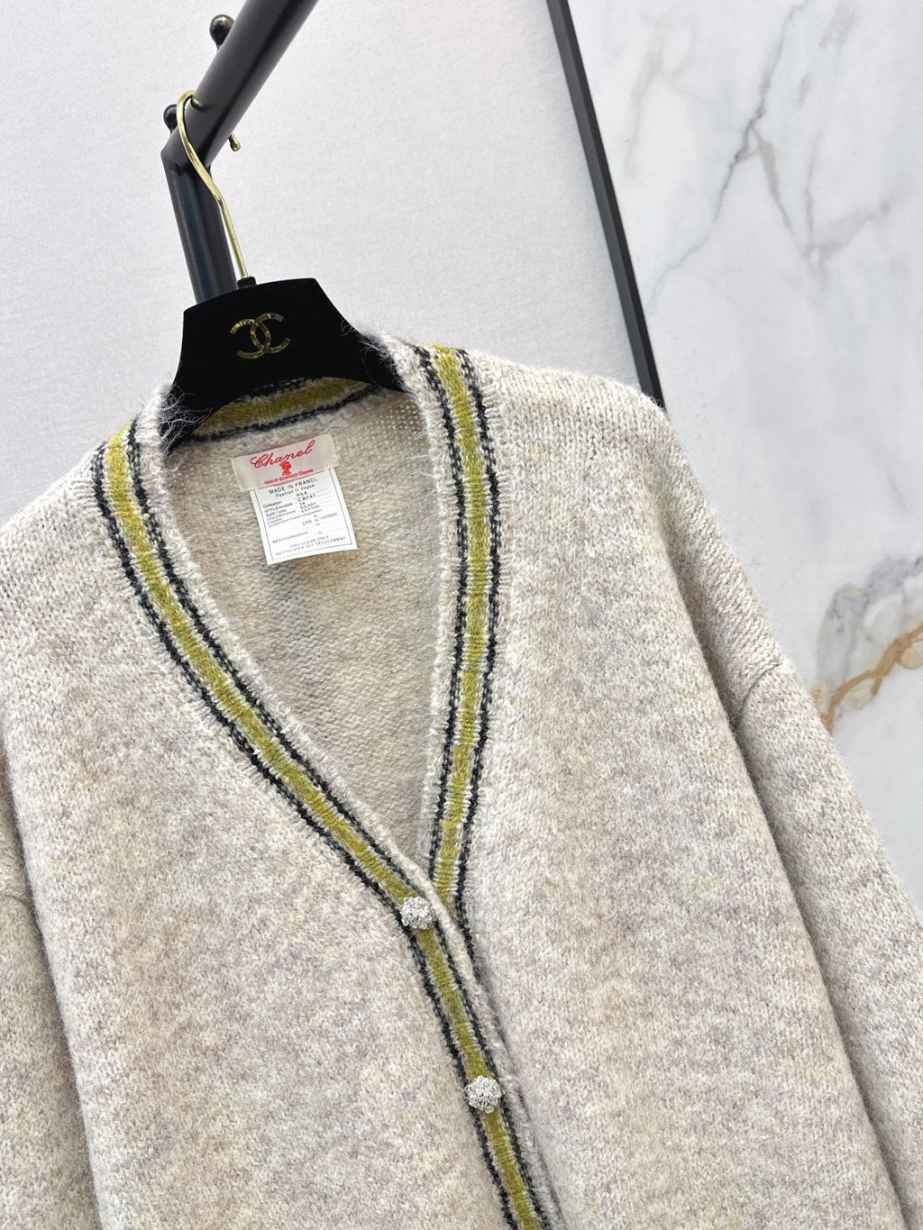 26 Fall/Winter Latest Colorblock Stripe Trim Knit Cardigan