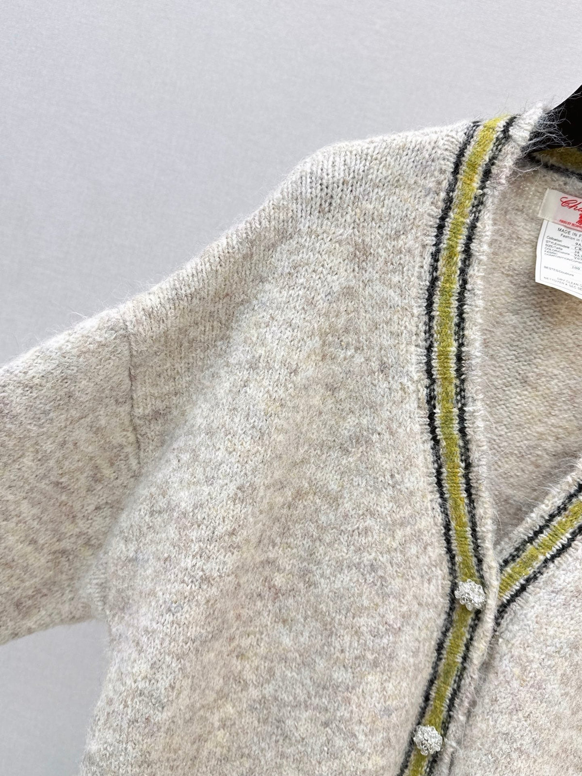 26 Fall/Winter Latest Colorblock Stripe Trim Knit Cardigan