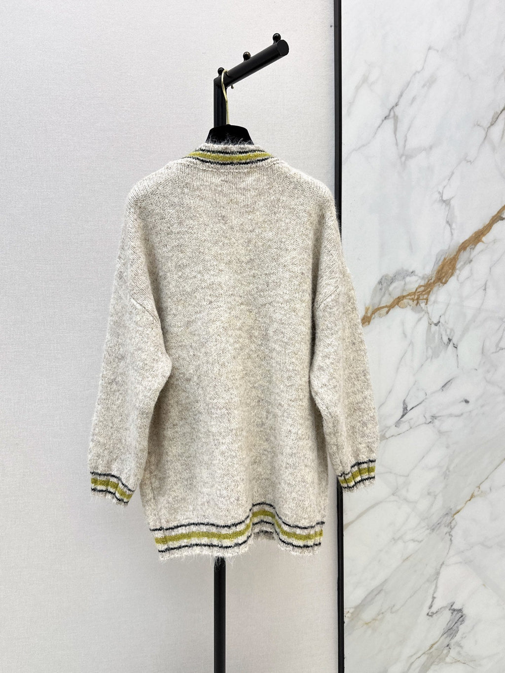 26 Fall/Winter Latest Colorblock Stripe Trim Knit Cardigan