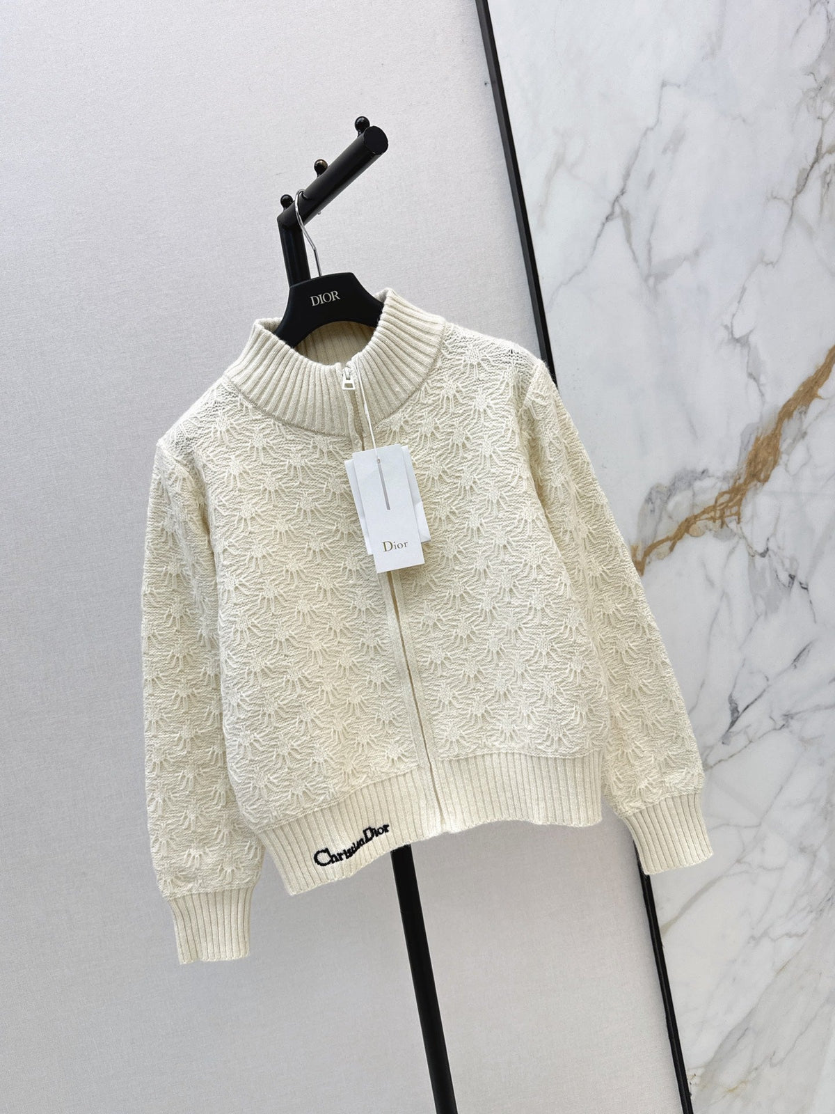 26 Fall/Winter Latest Zipper Stand Collar Loose Lazy Style Knit Cardigan