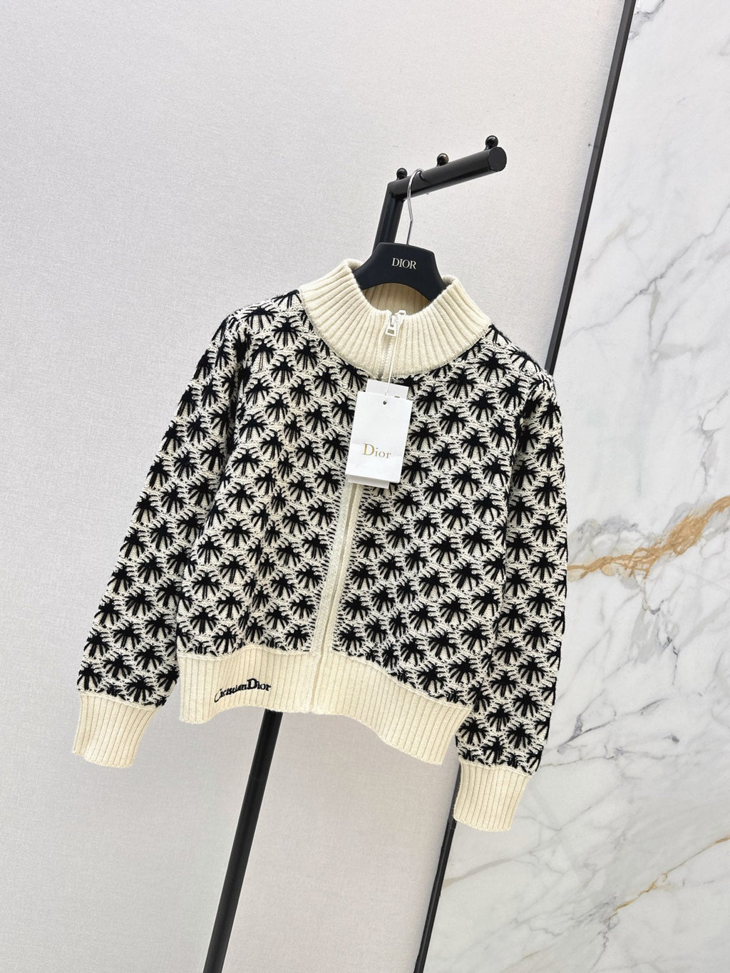 26 Fall/Winter Latest Zipper Stand Collar Loose Lazy Style Knit Cardigan
