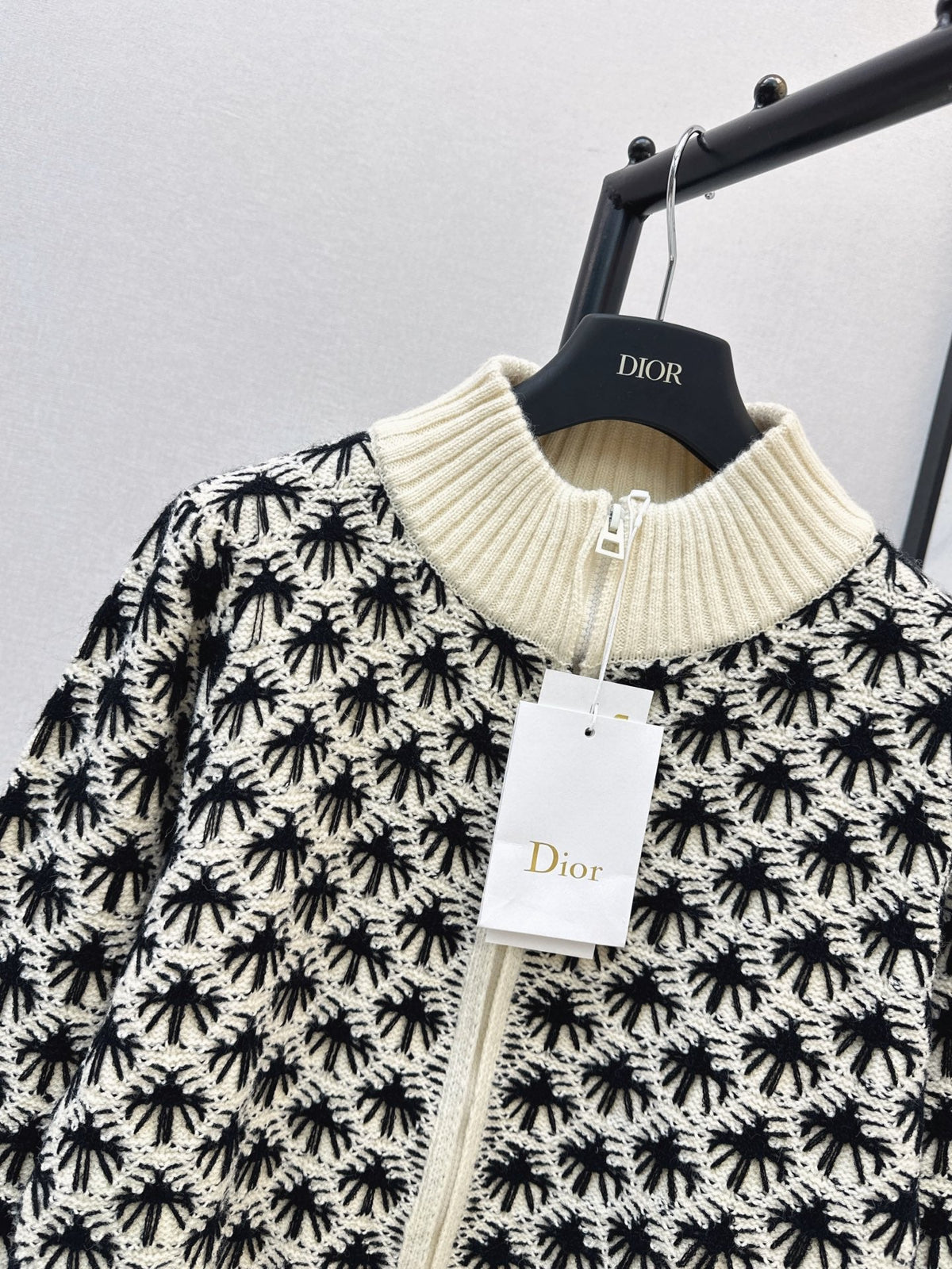 26 Fall/Winter Latest Zipper Stand Collar Loose Lazy Style Knit Cardigan