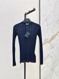 26 Autumn/Winter Latest Long-Term Style Outfit Ribbed Design Color-Block Wavy Hem Base Shirt