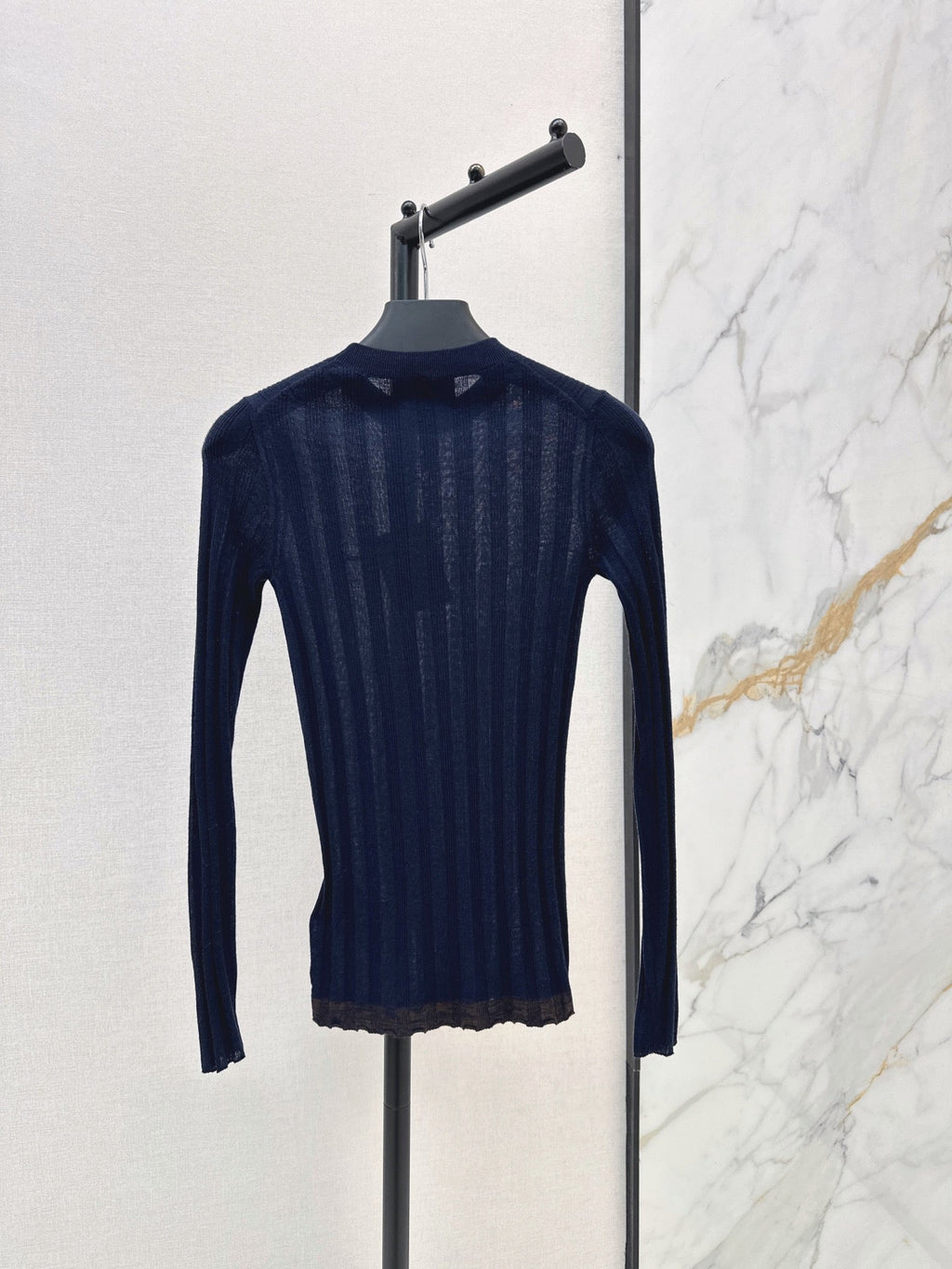 26 Autumn/Winter Latest Long-Term Style Outfit Ribbed Design Color-Block Wavy Hem Base Shirt