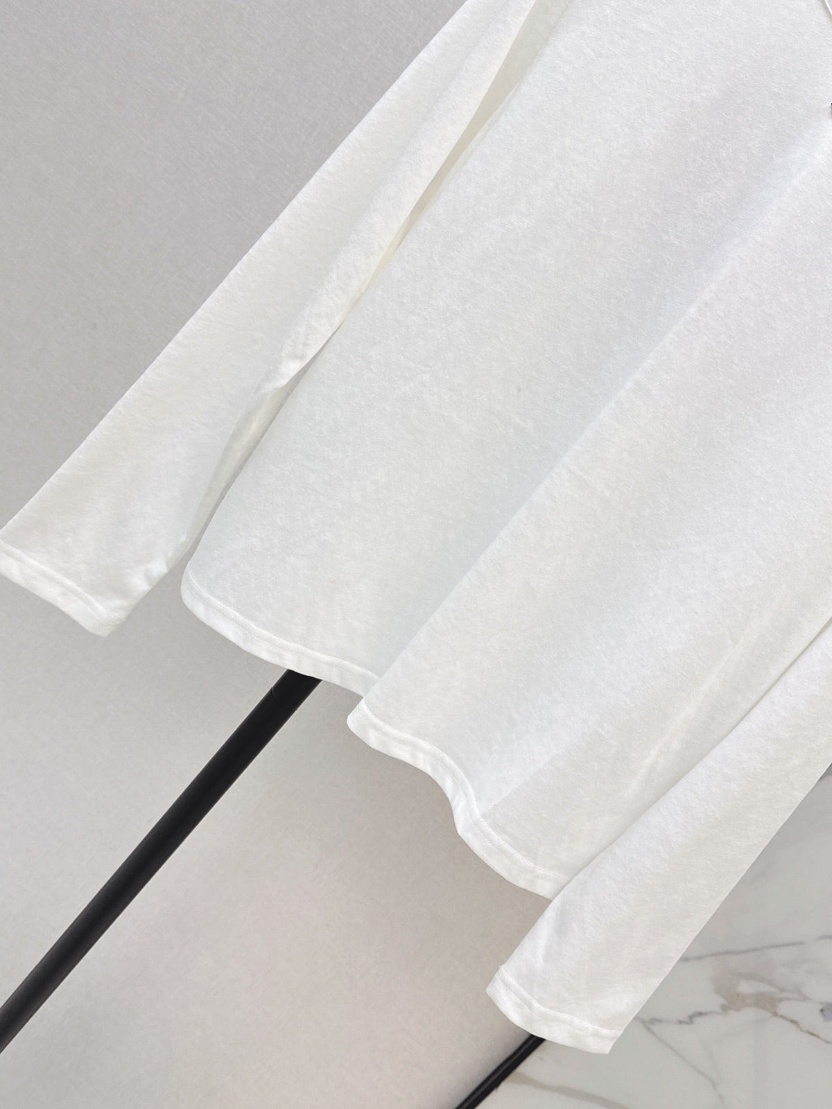 26 Fall/Winter New Pure Cotton Long-Sleeve White T-Shirt