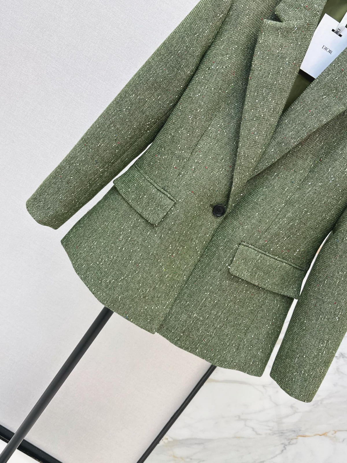 26 Fall/Winter Latest High-End Glittery Green Tweed Lapel Blazer