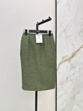 26 Fall/Winter Latest High-End Green Tweed High-Waist Skirt