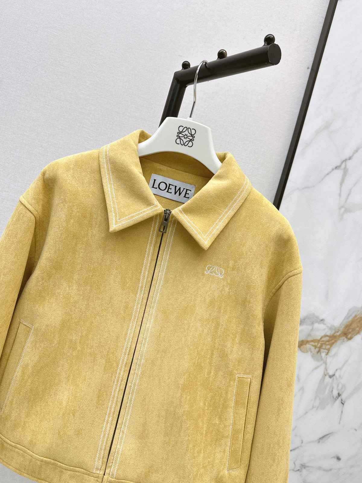 26 Fall/Winter Latest Square Logo Embroidered Suede Jacket