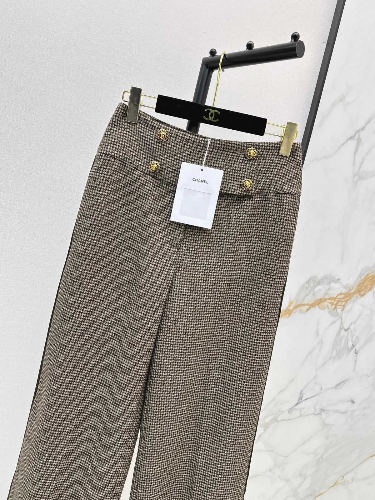 26New Early Autumn Vintage Houndstooth Straight-Leg Trousers