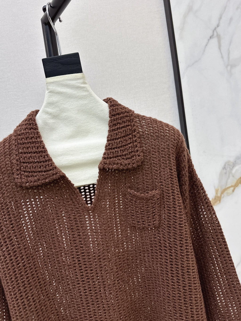 26Latest Autumn/Winter Open-Knit Collared Sweater