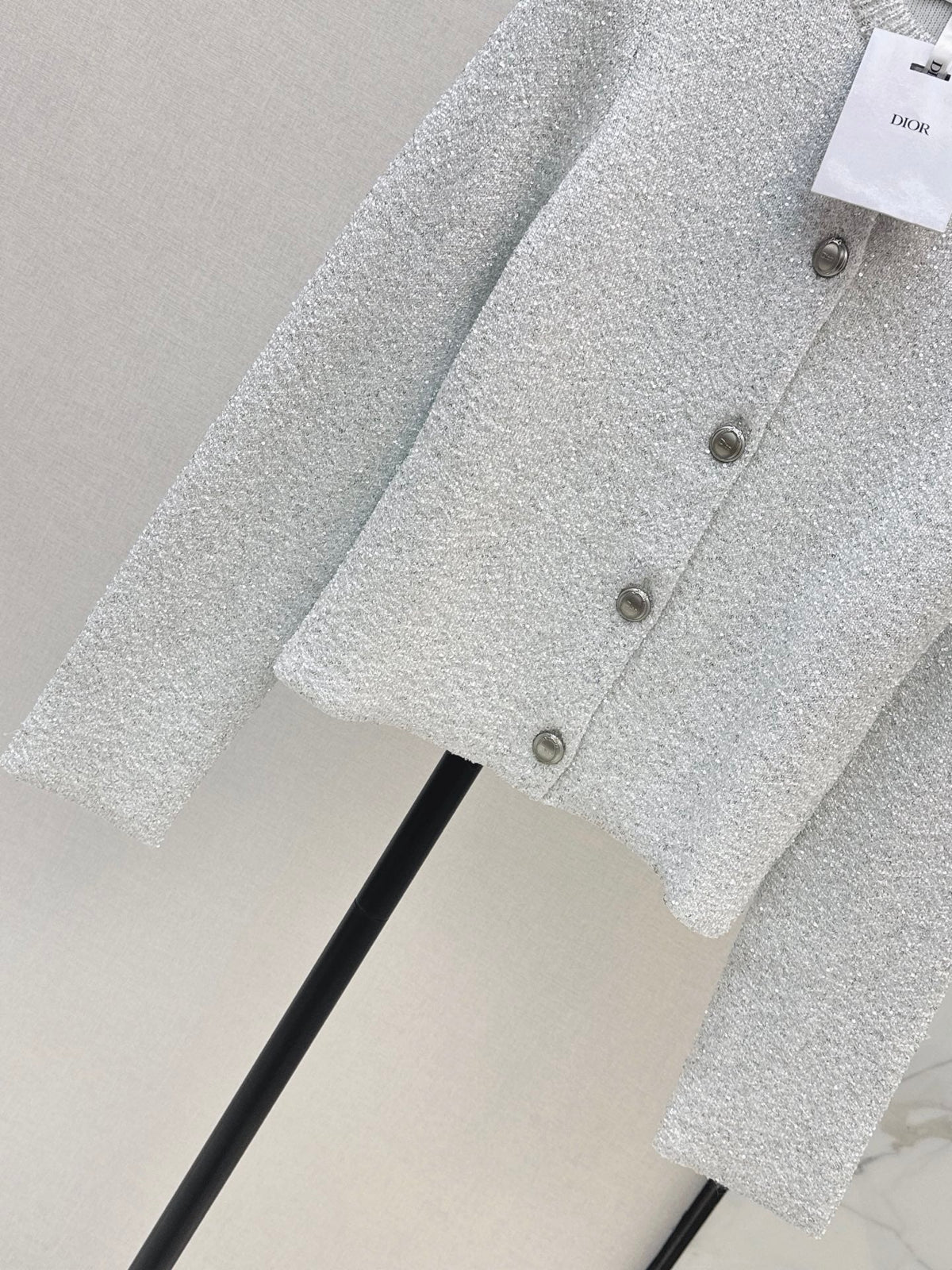 26Latest Autumn/Winter Sequin-Yarn Crew-Neck Knit Cardigan