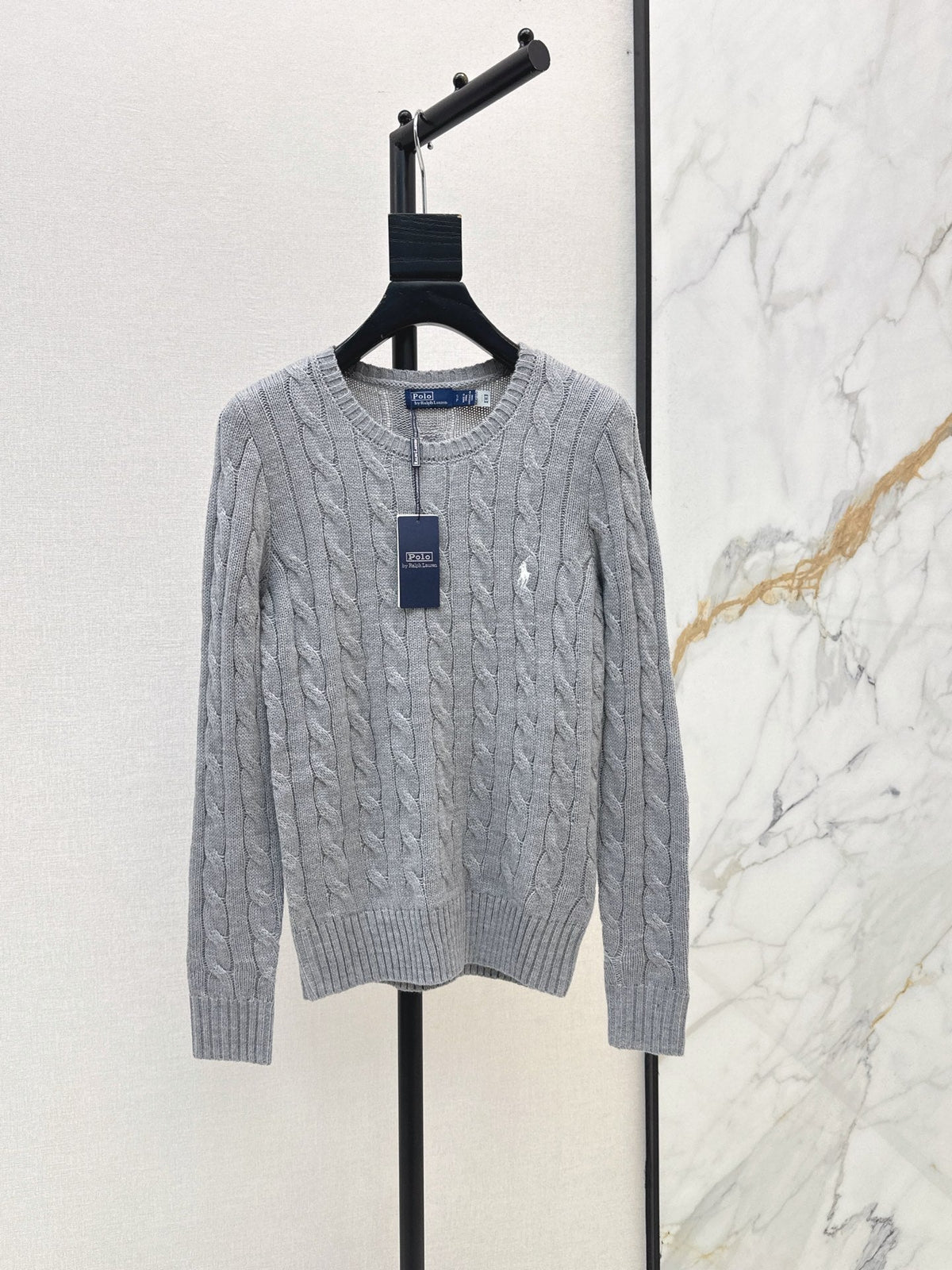 26Latest Autumn/Winter Long-Sleeve Crew-Neck Knit Sweater with Pony Embroidery