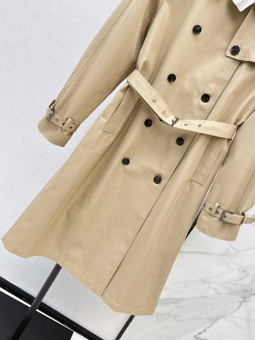 26Latest Autumn/Winter Long Trench Coat with Houndstooth Lining